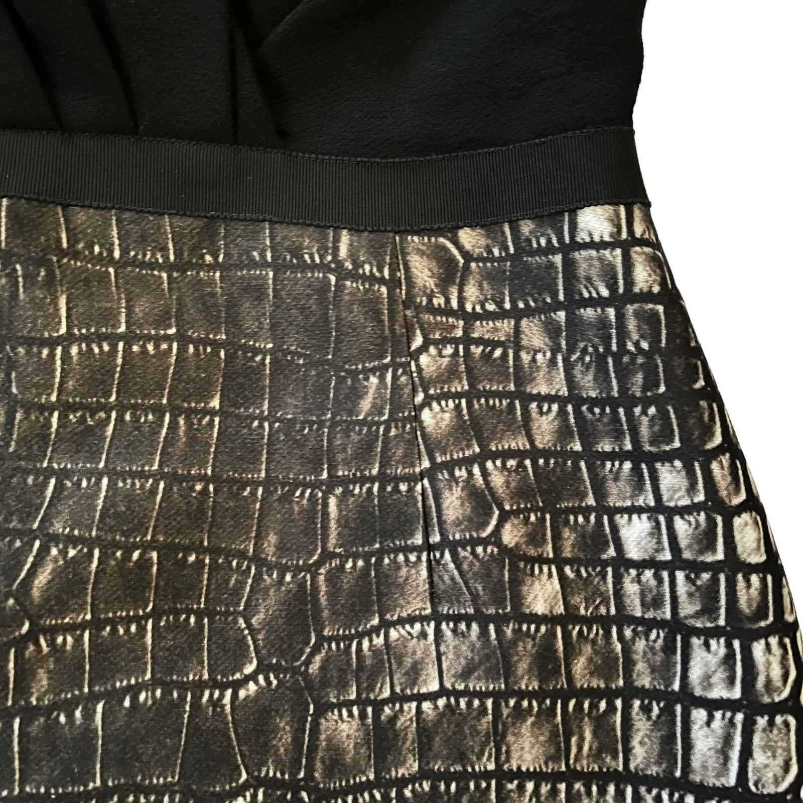 Giambattista Valli Giambattista Valli Black Surplice Crocodile Print Dress Size XS / US 0-2 / IT 36-38 - 9 Thumbnail