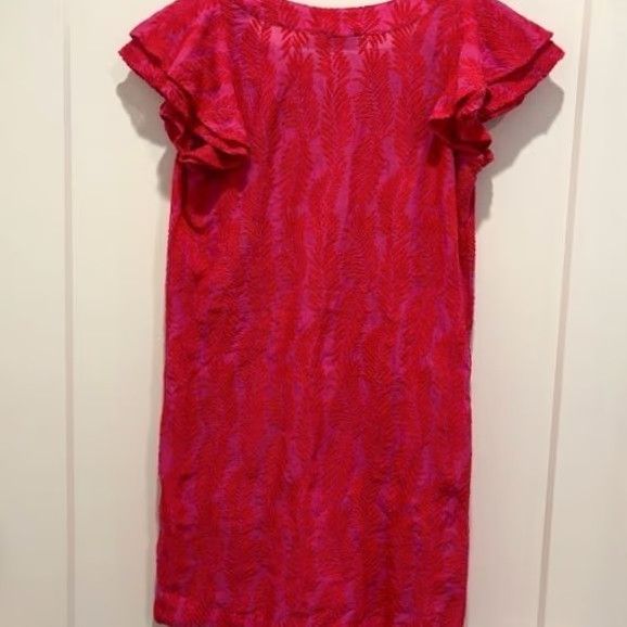 Vineyard Vines Vineyard Vines Flutter Sleeve Tassel Tie Dress Pink Leaf Hawaiian Print XS Midi Women Girls Size XS / US 0-2 / IT 36-38 - 4 Thumbnail