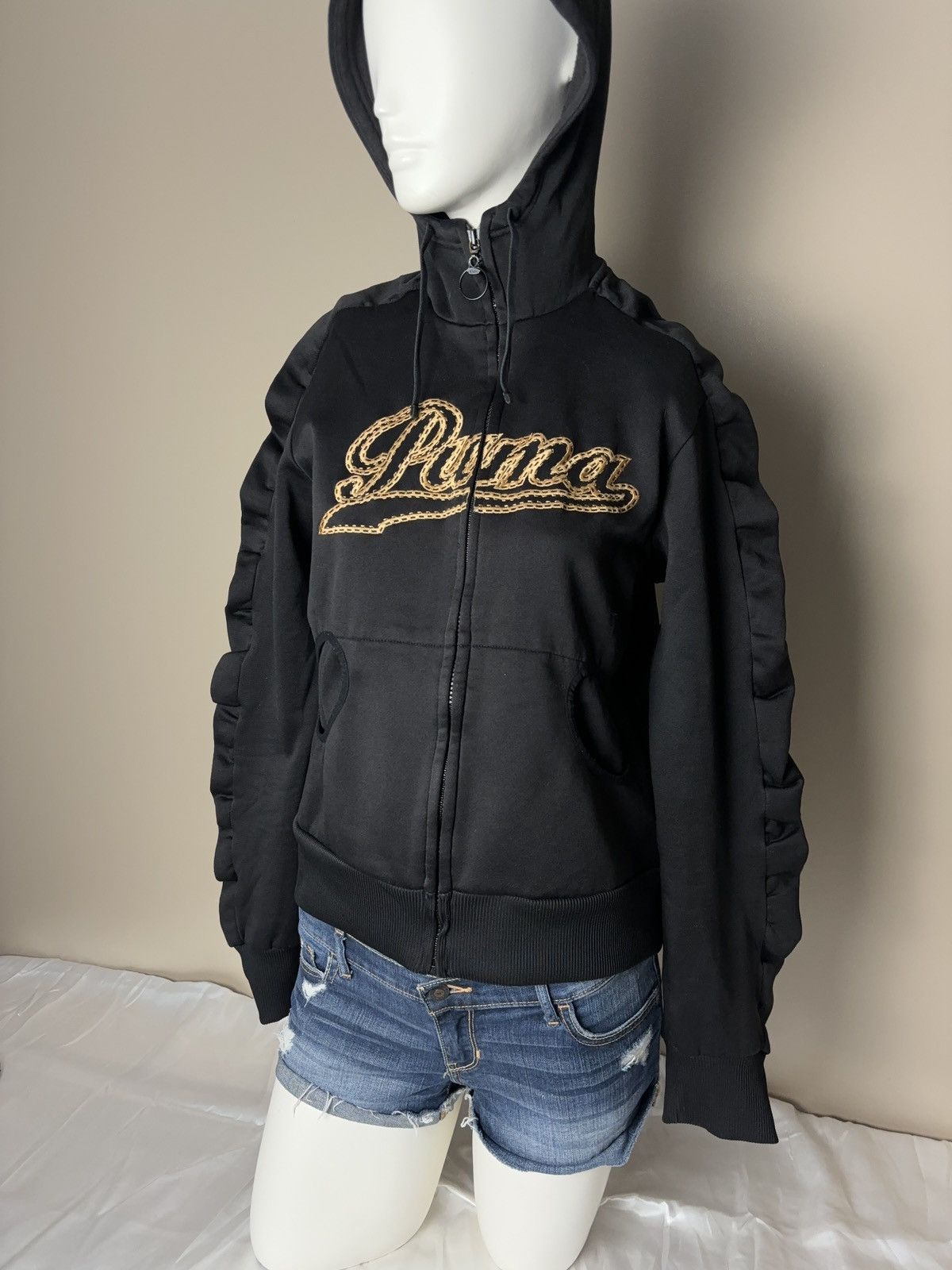 Puma PUMA Vintage Avant Garde Zip Hoodie Ruffles Sleeves y2k Size L / US 10 / IT 46 - 2 Thumbnail