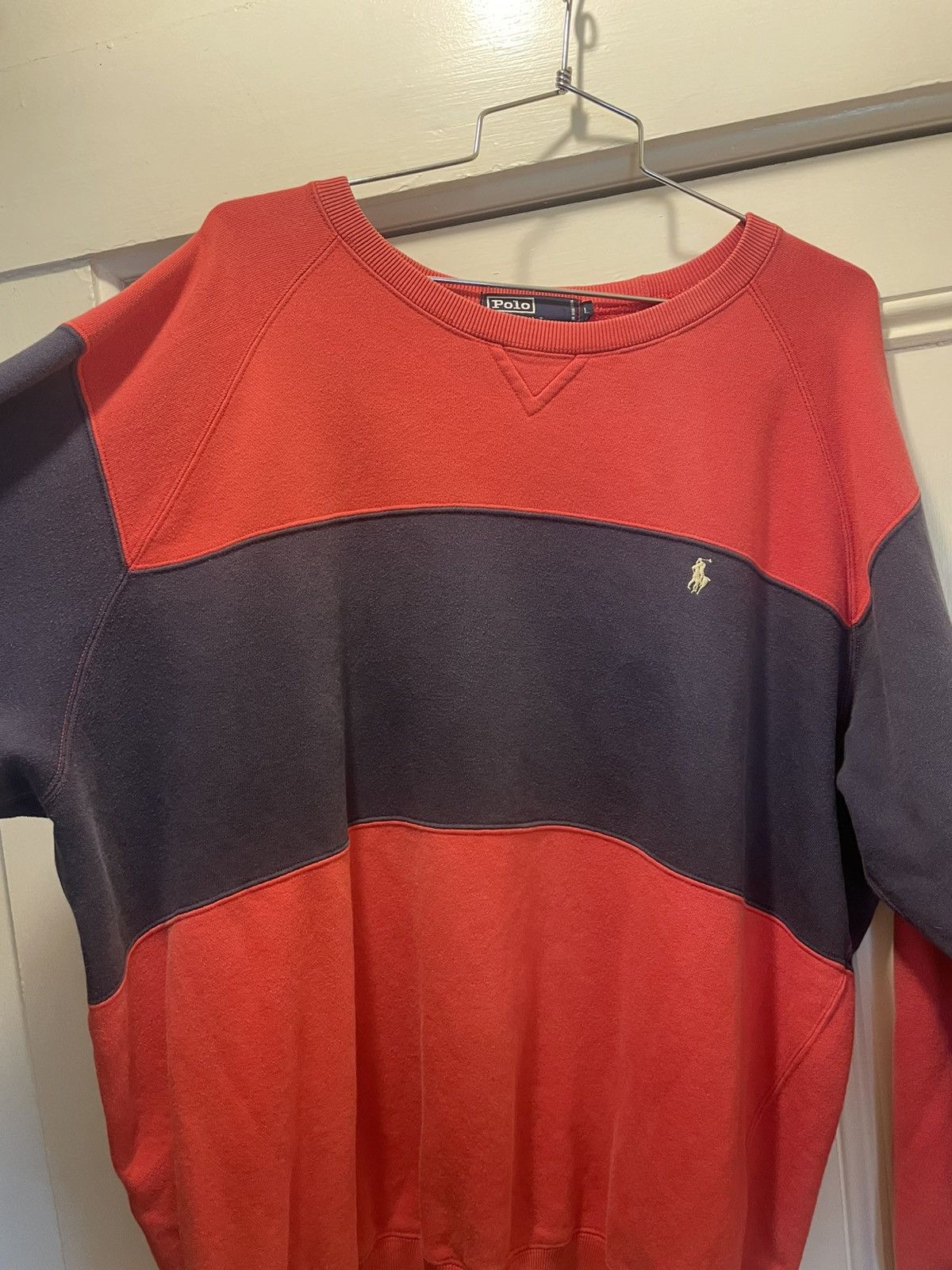 Polo Ralph Lauren × Vintage Vintage Red Navy Striped Crewneck Size US L / EU 52-54 / 3 - 4 Thumbnail
