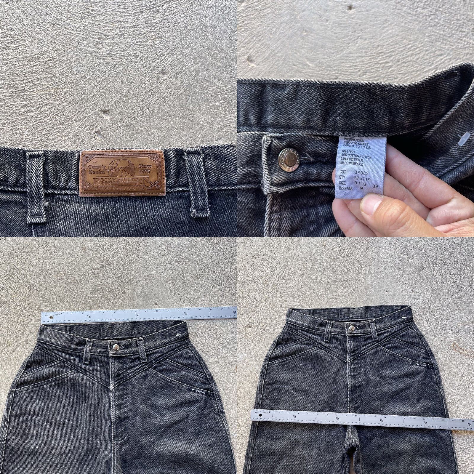 Vintage VINTAGE Rockies Jeans Womens 9 Black Bare Back Denim Pants 80s 90s USA Straight Inseam 31 Womens Size 30" / US 8 / IT 44 - 8 Thumbnail