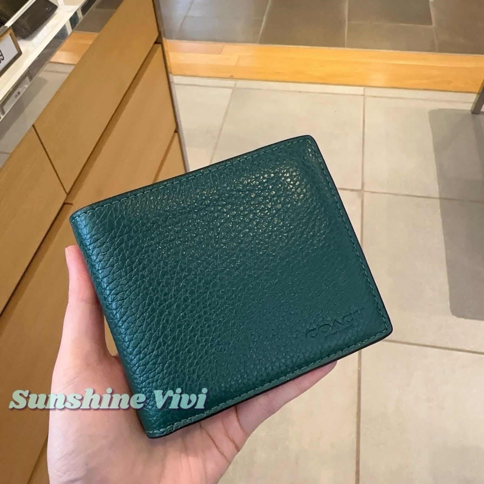 Coach NWT COACH CR398 Men 3-In-1 Wallet Leather EMERALD/EMERALD Size ONE SIZE - 1 Thumbnail