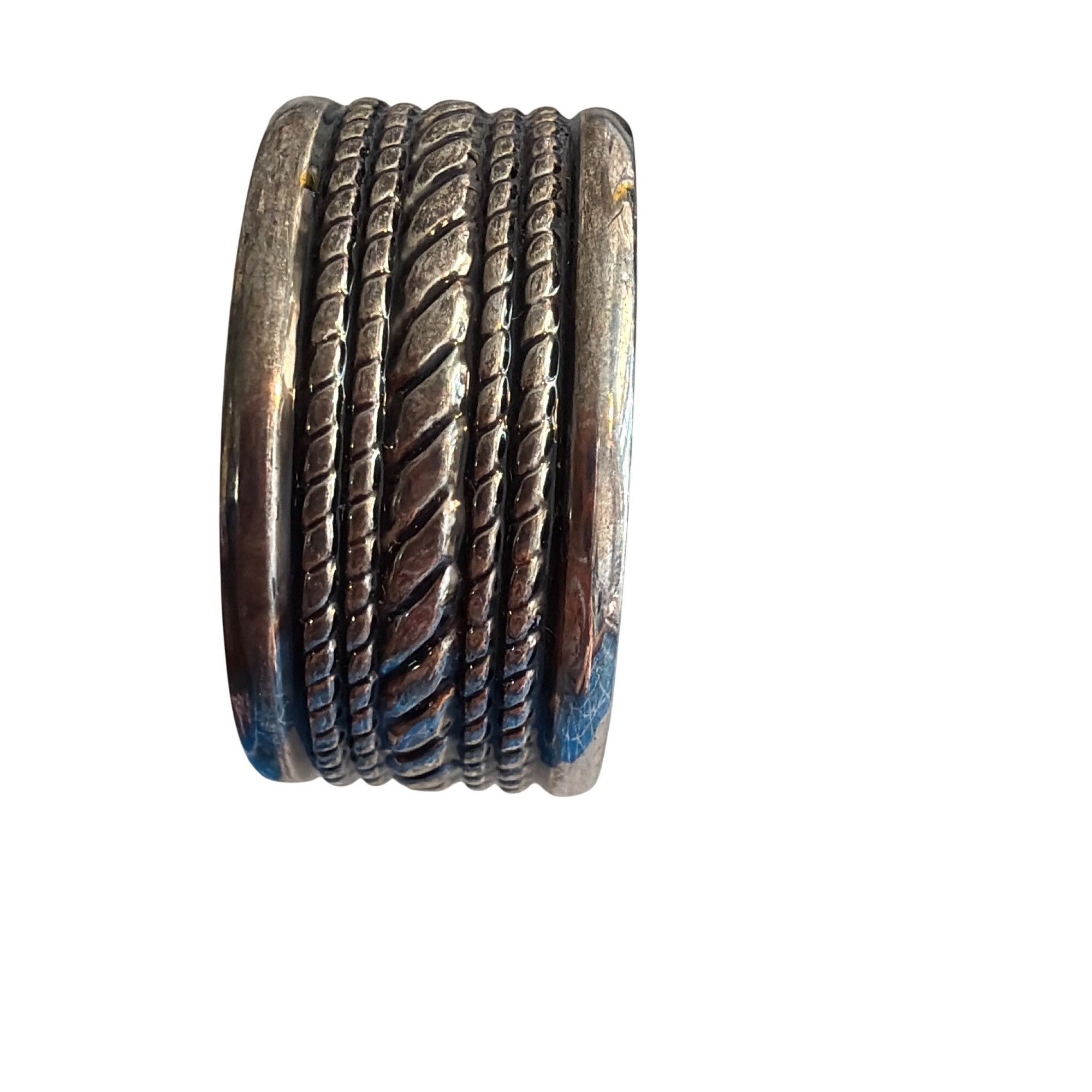 Other Vintage Silver Tone Hoop Earrings Rope Twist Design Textured Size ONE SIZE - 2 Thumbnail