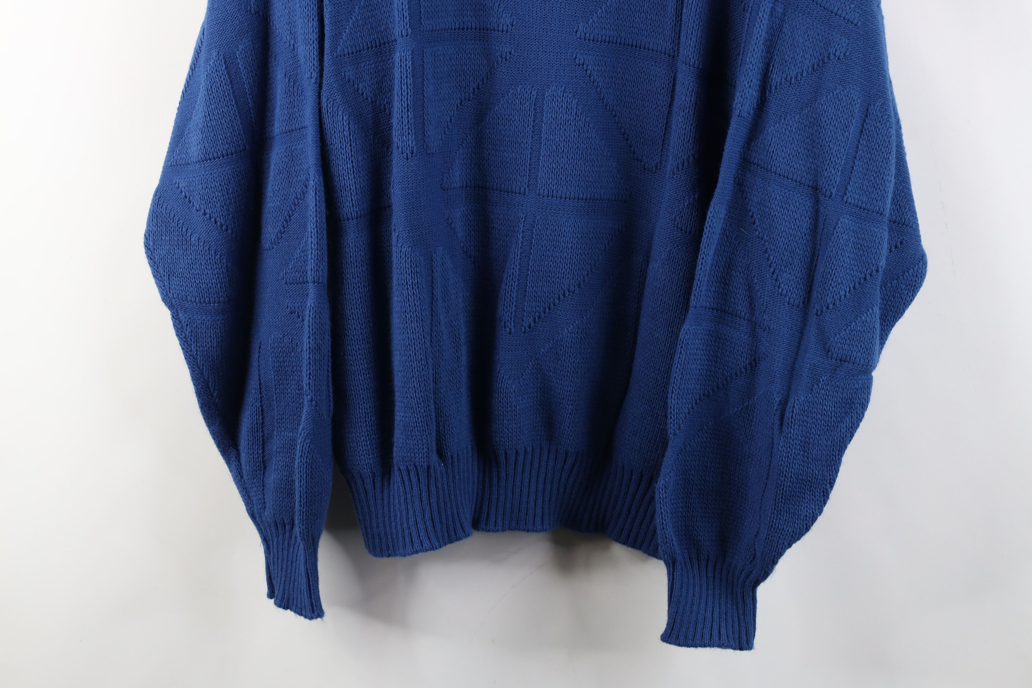 Vintage Vintage 90s Streetwear Ribbed Knit Sweater Blue USA Size US L / EU 52-54 / 3 - 3 Thumbnail