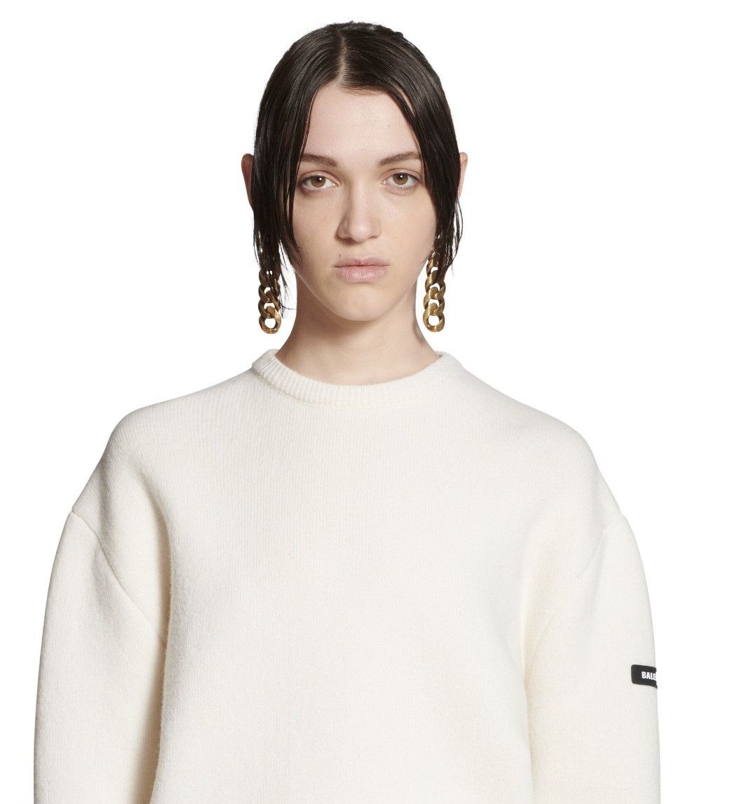 Balenciaga o1srvl11e1025 Sweater in White Size M / US 6-8 / IT 42-44 - 3 Thumbnail