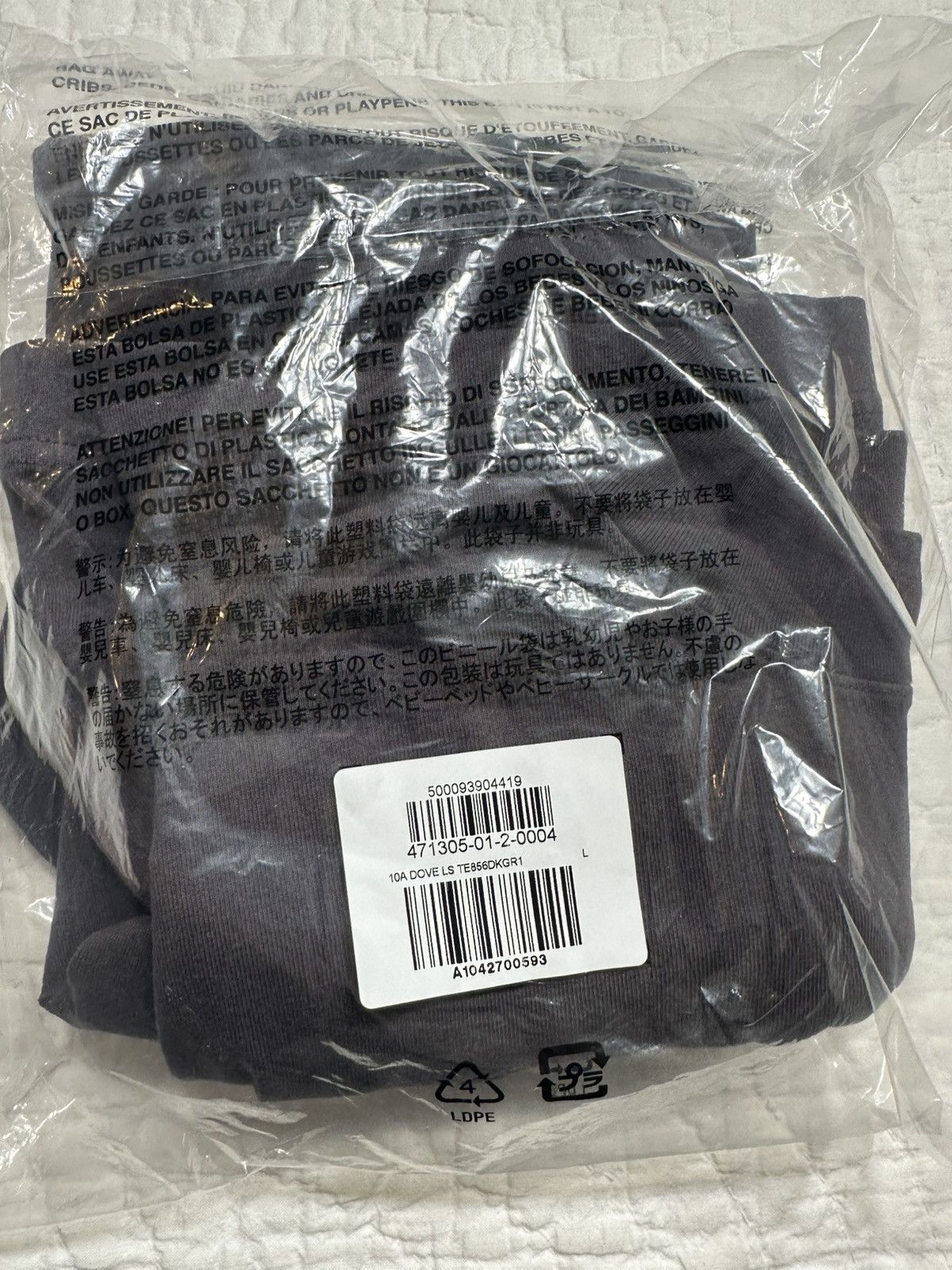 Balenciaga × Gap × Kanye West Yeezy Gap Long Sleeve Dove Tee/ Dark Grey Large Size US L / EU 52-54 / 3 - 7 Thumbnail