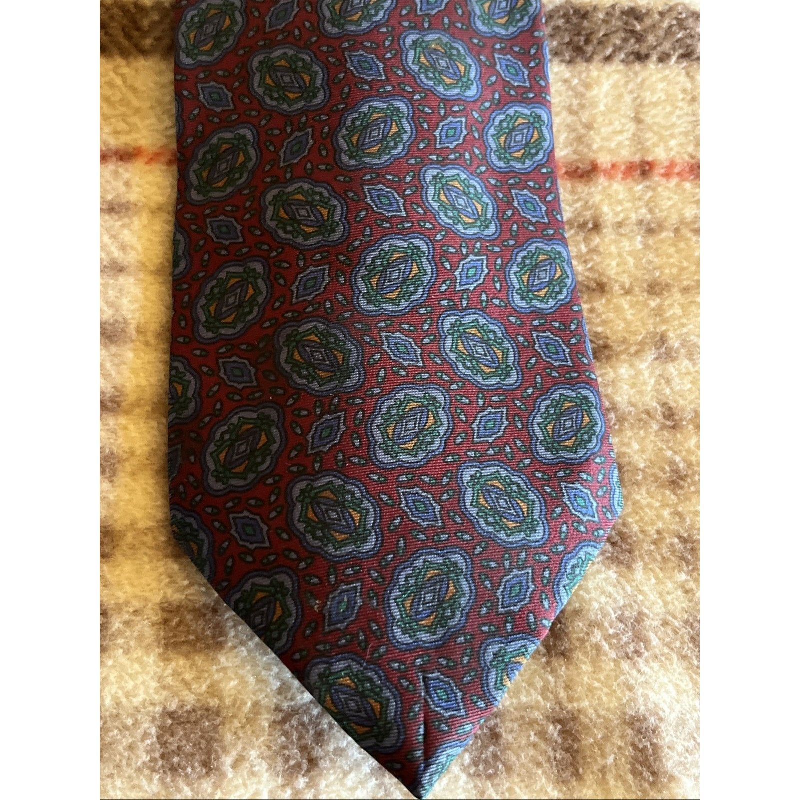 Other KUPPENHEIMER Men's 100% Silk Necktie Italy Red Blue Rare Size ONE SIZE - 6 Thumbnail