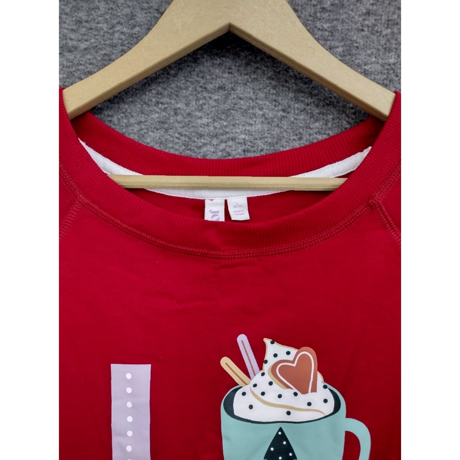 Vintage Joyspun Women's LOVE Print Pajama Top Shirt L Red 12-14 Graphic Print Crew Neck Pullover Mock-Tek Size L / US 10 / IT 46 - 7 Thumbnail