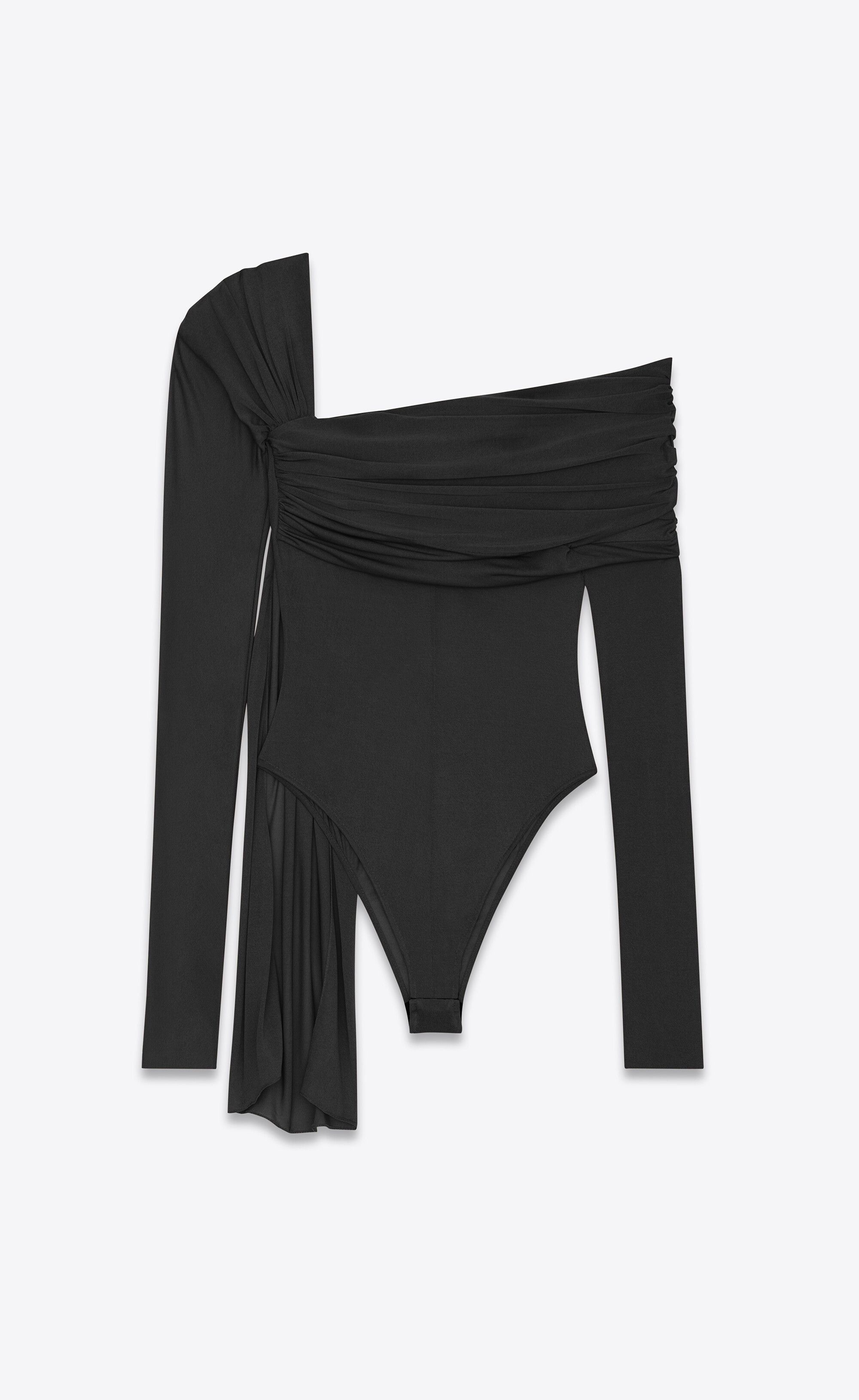Saint Laurent Paris o1b1hav111224 Draped Bodysuit in Jersey in Black Size M / US 6-8 / IT 42-44 - 2 Thumbnail