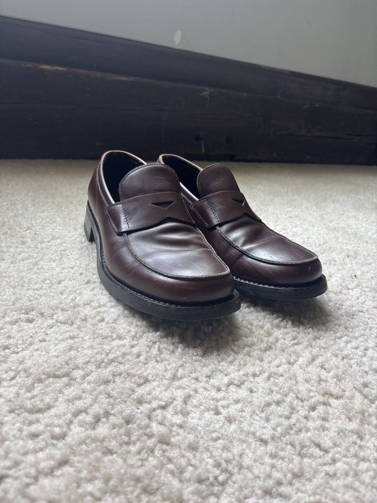 パンプス PRADA LACED MOCCASINS IN COGNAC LEATHER Prada Laced moccasins in cognac leather | TheDoubleF