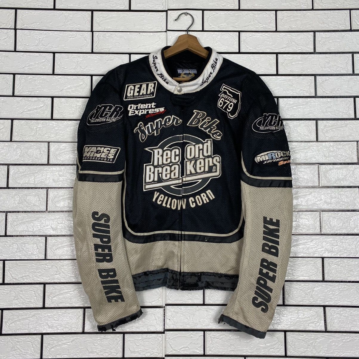 YELLOW CORN Vintage Biker Jacket Cafe Racer Yellow Corn Big Logo Size US L / EU 52-54 / 3 - 2 Thumbnail