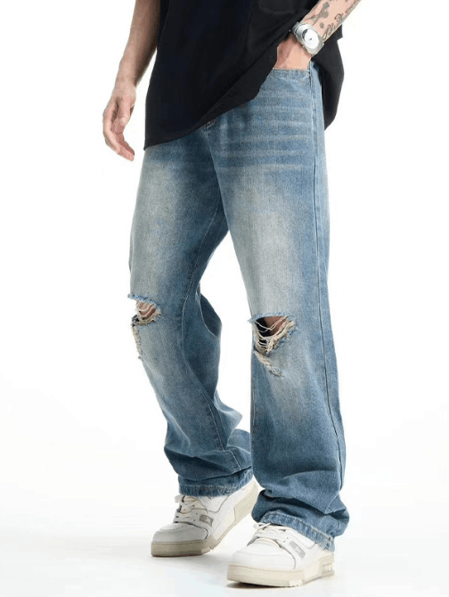 Japanese Brand × Jean Men's wide-leg high street cool ripped jeans Size US 32 / EU 48 - 3 Thumbnail