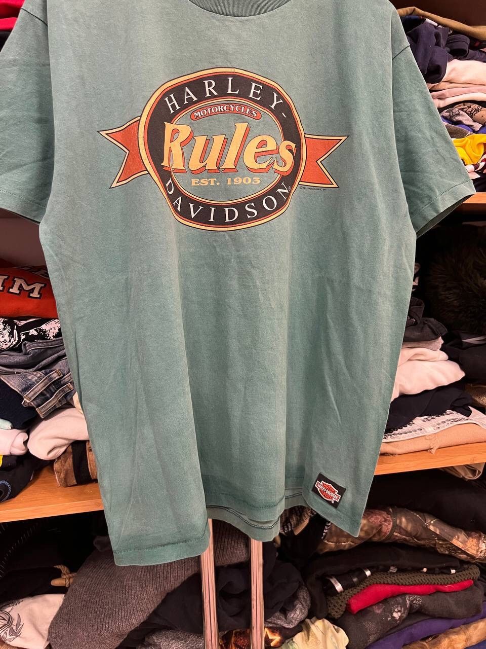 Harley Davidson × Vintage Vintage 1991 Harley Davidson "Harley Rules" T-shirt Size US XL / EU 56 / 4 - 4 Thumbnail