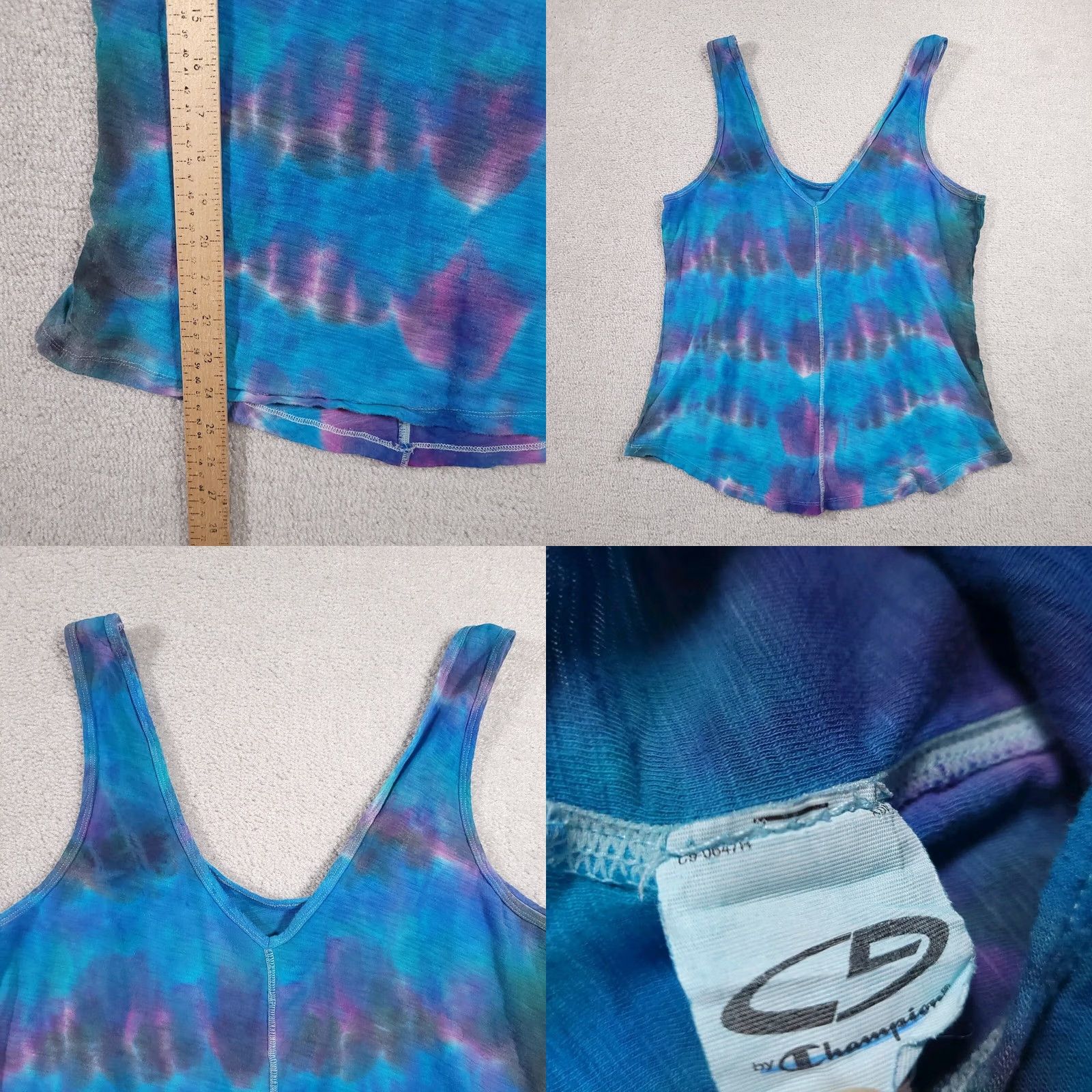 Champion VINTAGE Champion Tie Dye Muscle Tank Top Shirt Women's M Blue Scoop Neck V Back Shirt Size M / US 6-8 / IT 42-44 - 8 Thumbnail