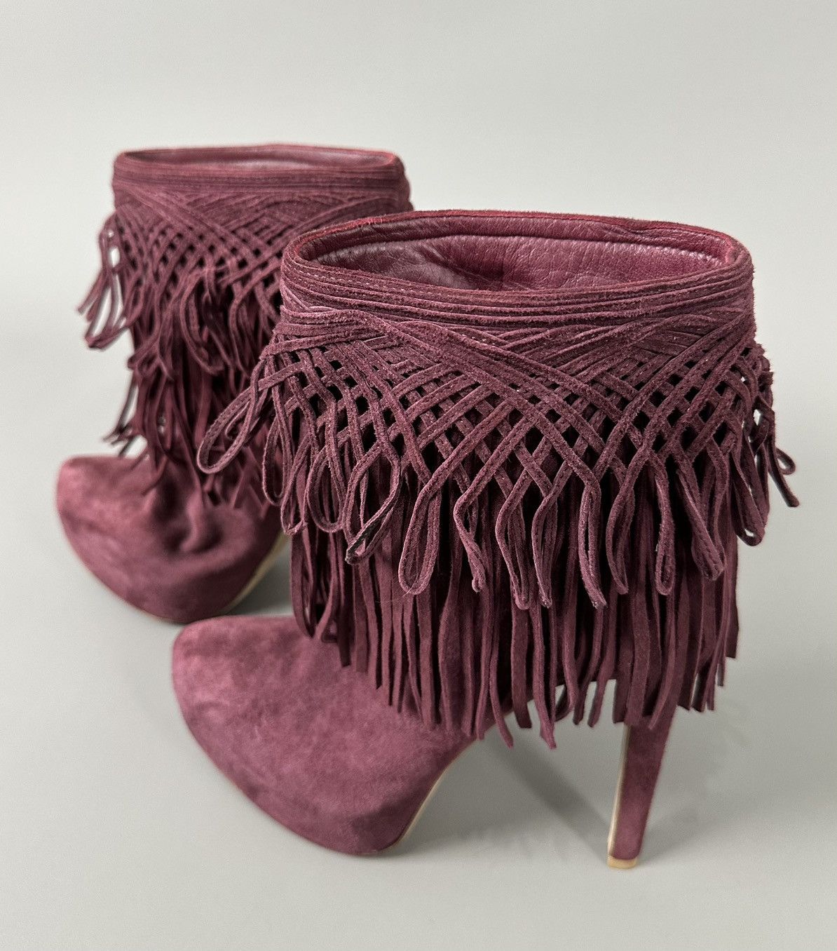 Dior Dior - Burgundy Suede Fringes Booties Size US 6.5 / IT 36.5 - 6 Thumbnail