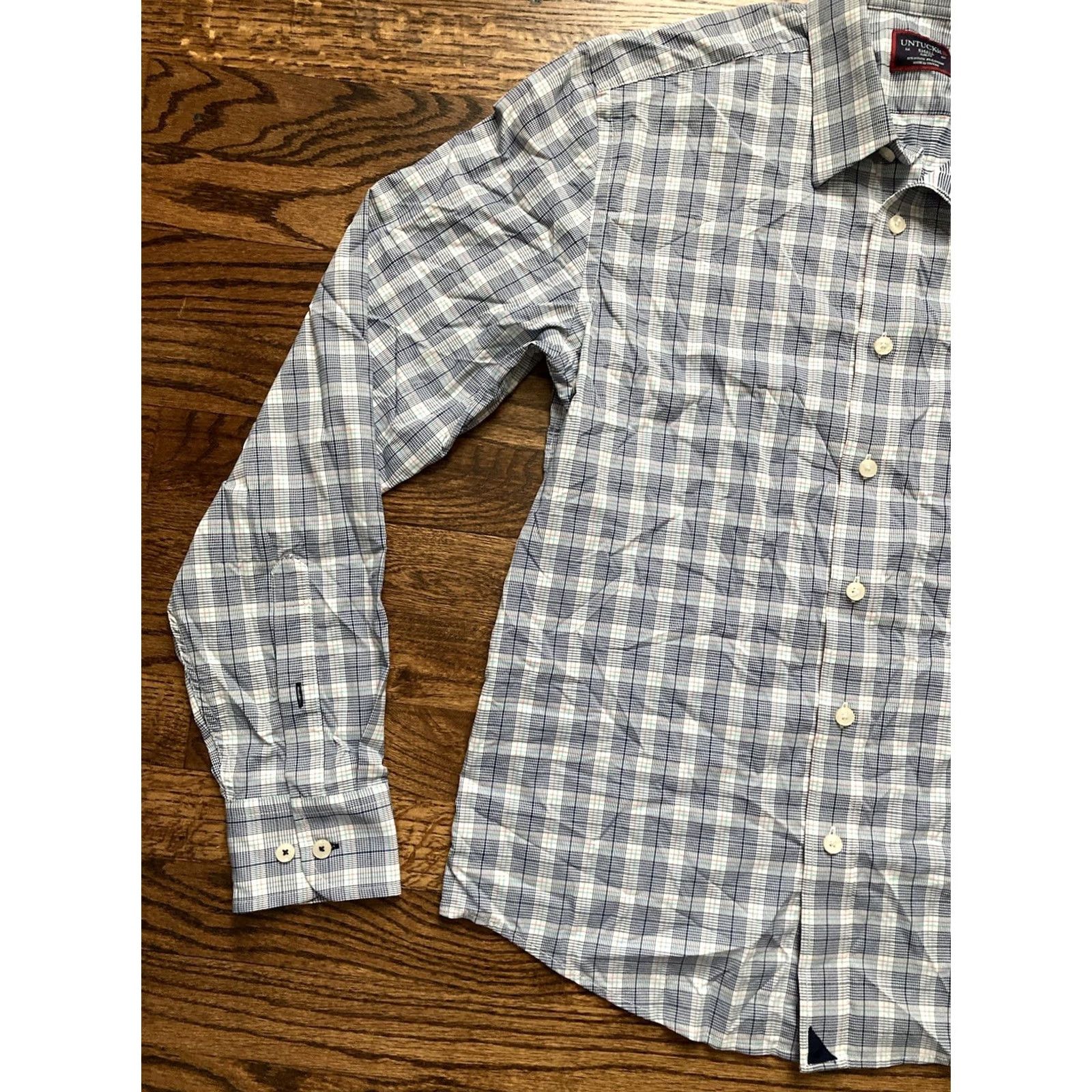 UNTUCKit UNTUCKit Shirt Mens Small Blue Plaid Button Long Sleeve Slim Performance Size US S / EU 44-46 / 1 - 2 Thumbnail
