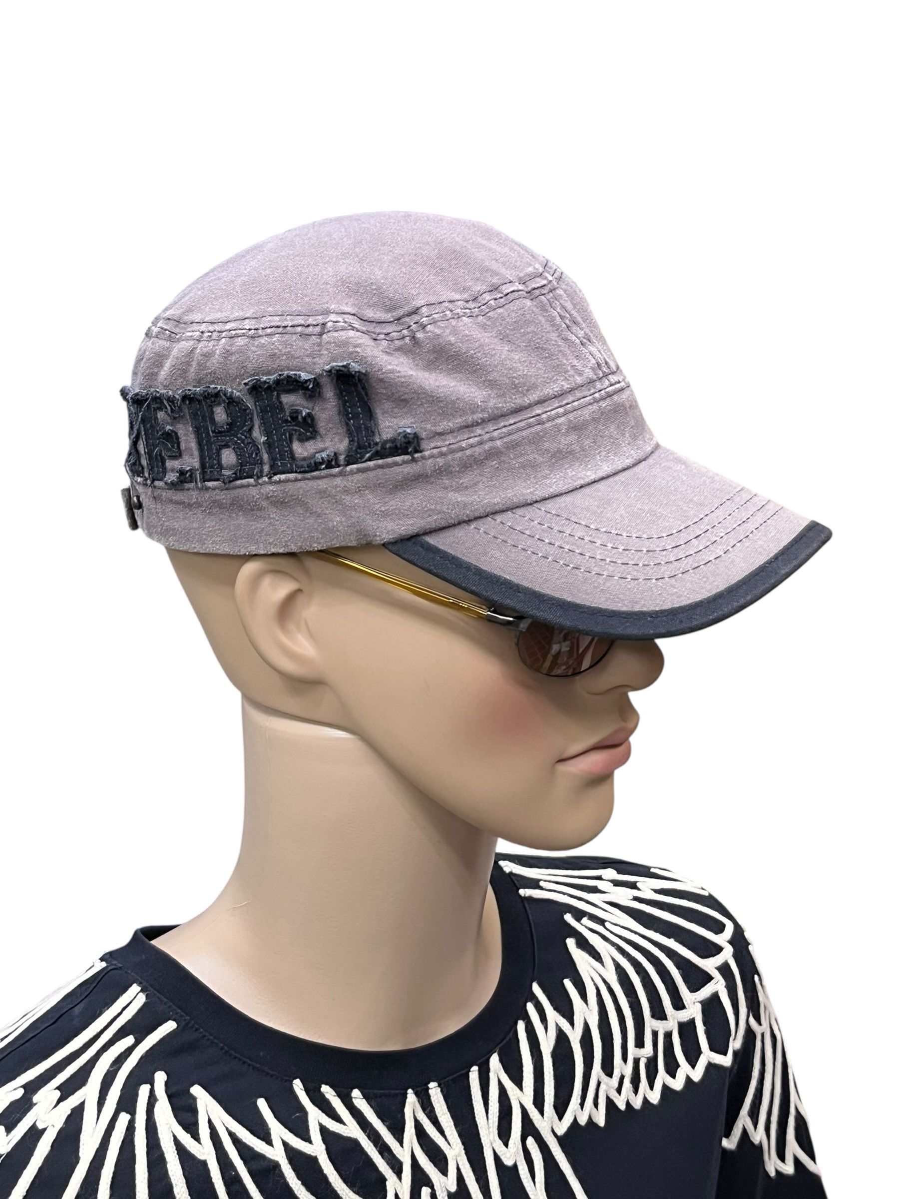 Japanese Brand Vintage BLACK REBEL Distressed Grunge Military Cap Size ONE SIZE - 2 Thumbnail