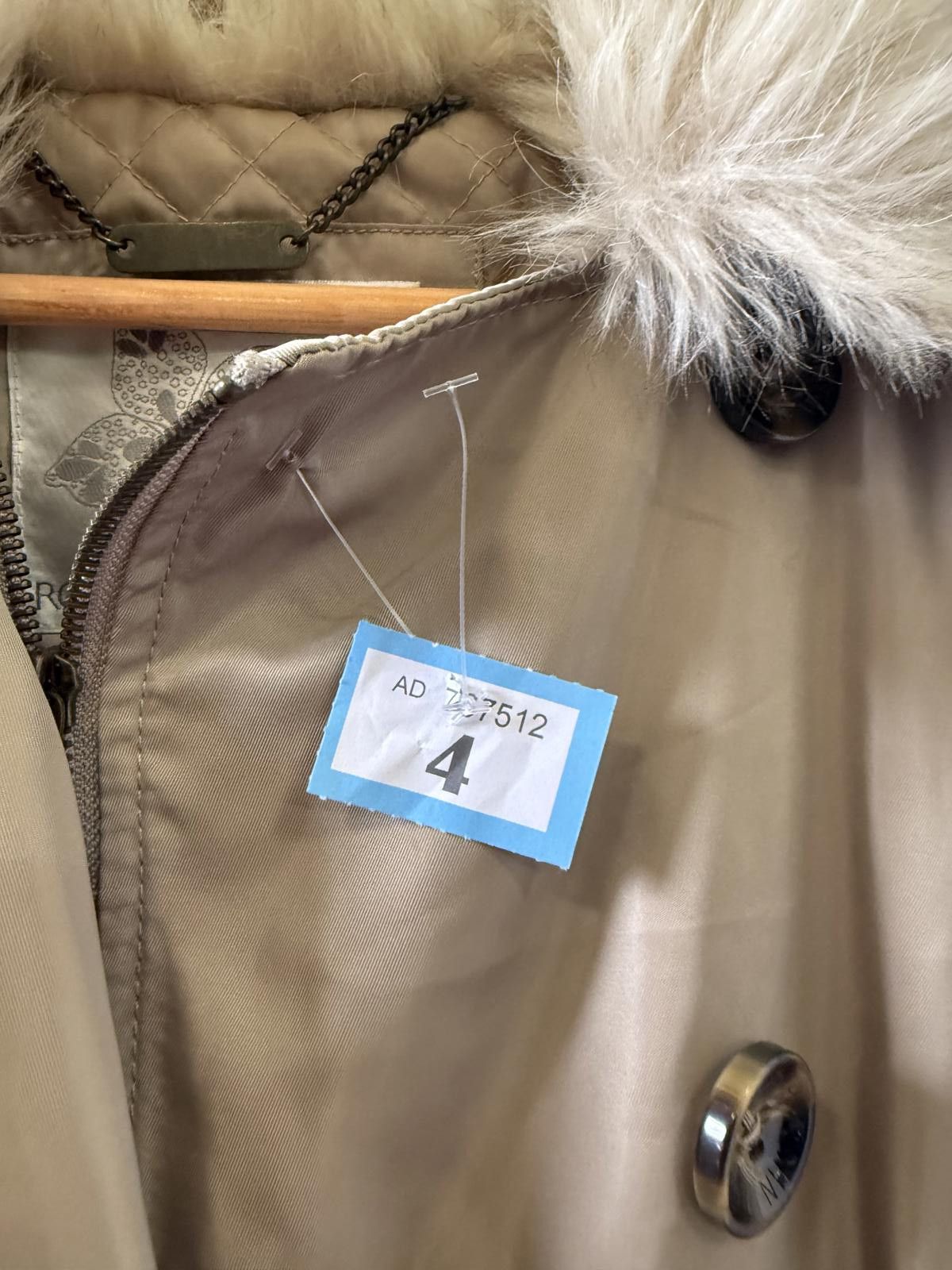 Designer John Rocha Women's Beige Quilted Coat with Faux Fur Hood Size ONE SIZE - 2 Thumbnail