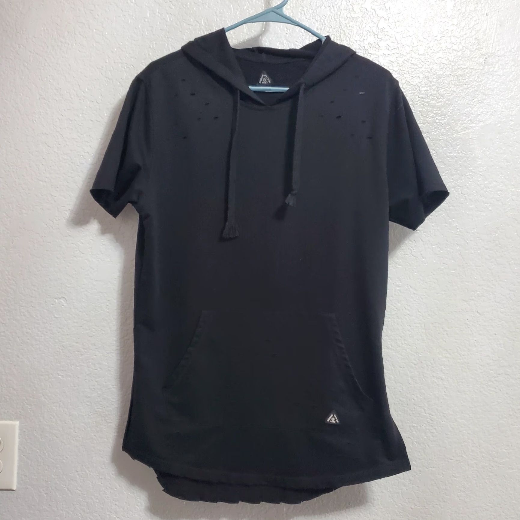 Vintage American Stitch 1983 Hooded Shirt Mens M Black Razor Cut Short Sleeve Distressed Size US M / EU 48-50 / 2 - 2 Thumbnail