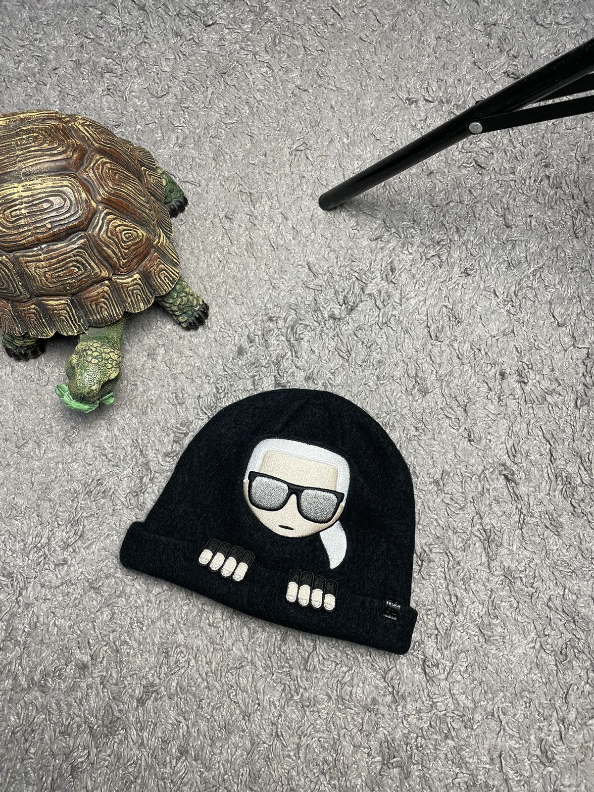 Karl Lagerfeld Karl Lagerfeld Big Logo Wool Hat Size ONE SIZE - 1 Thumbnail