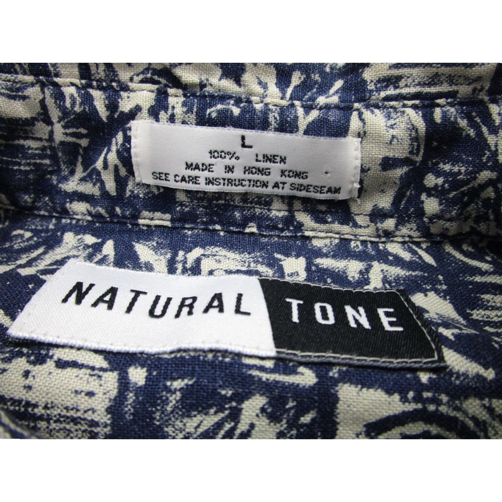 Vintage VINTAGE Natural Tone Shirt Mens L Blue Linen Geometric 90s Party Size US L / EU 52-54 / 3 - 6 Thumbnail