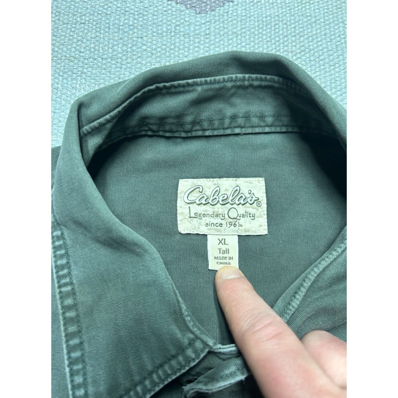 Vintage VINTAGE Cabela's Short Sleeve Button-Up Shirt Canvas Cotton Army Green XL Tall Mens Size US XL / EU 56 / 4 - 4 Thumbnail