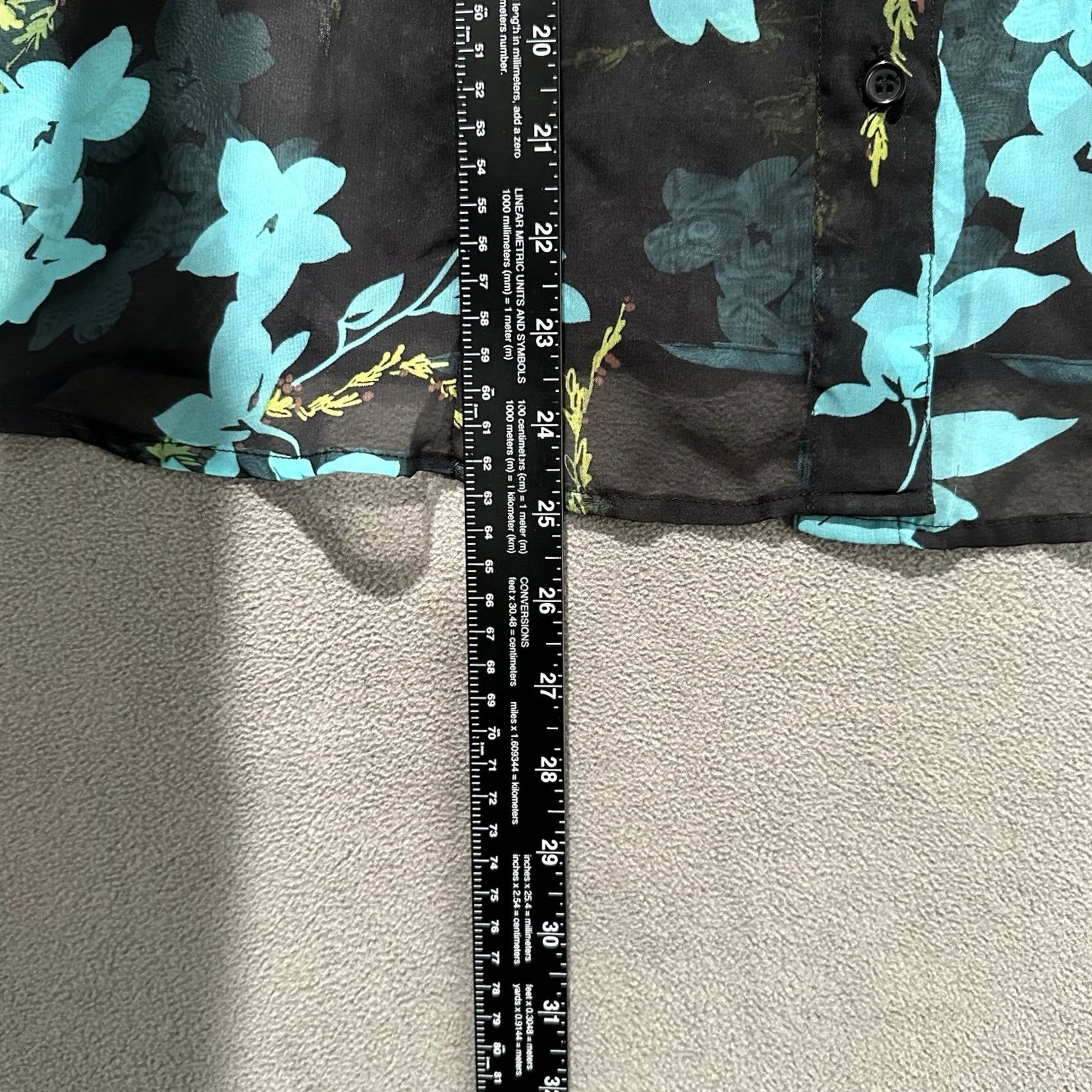 Croft & Barrow Croft and Barrow Shirt Womens Large Black Blue Floral Button Up Polyester EUC Size L / US 10 / IT 46 - 7 Thumbnail