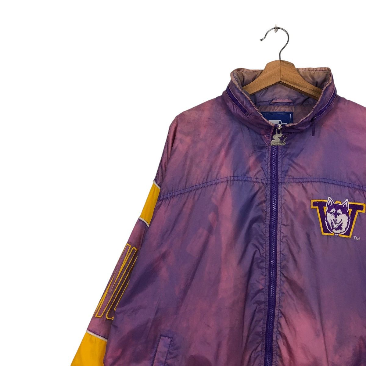 Starter 🔥VINTAGE BOMBER JACKET STARTER WASHINGTON HUSKIES SUN FADED Size US L / EU 52-54 / 3 - 9 Thumbnail