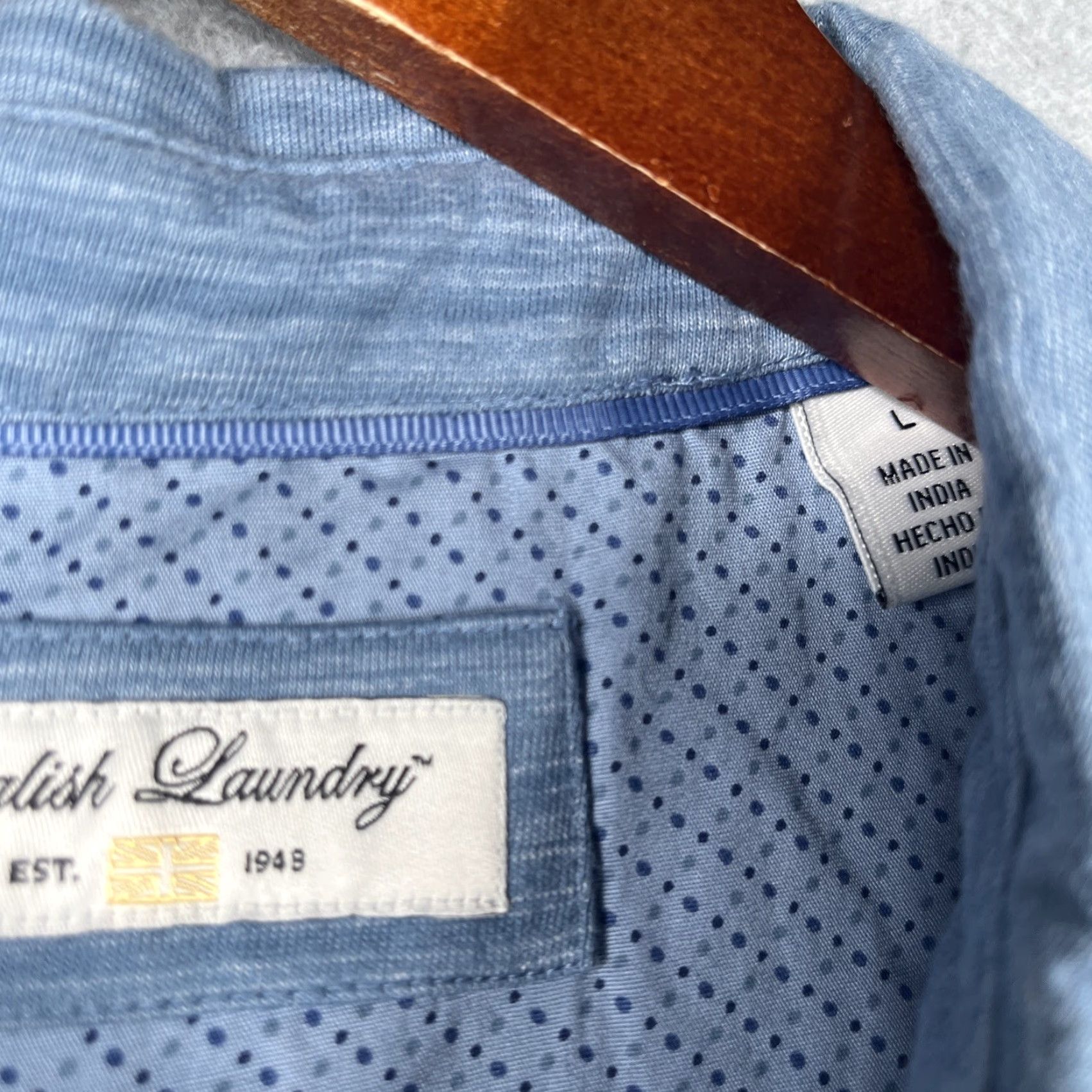 English Laundry English Laundry Polo Shirt Large Blue Heather Striped Casual Pocket Mens Shirt Size US L / EU 52-54 / 3 - 6 Thumbnail