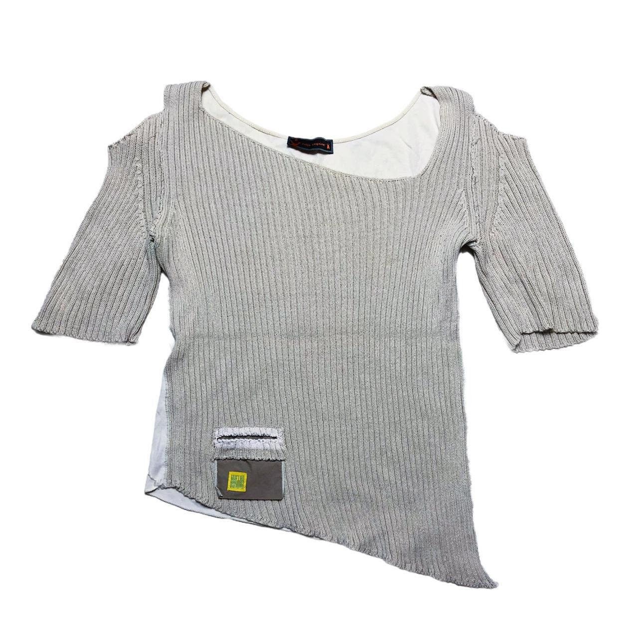 Cop Copine The Cop Copine Ribbed Asymmetrical Sweater Beige Size ONE SIZE - 1 Thumbnail