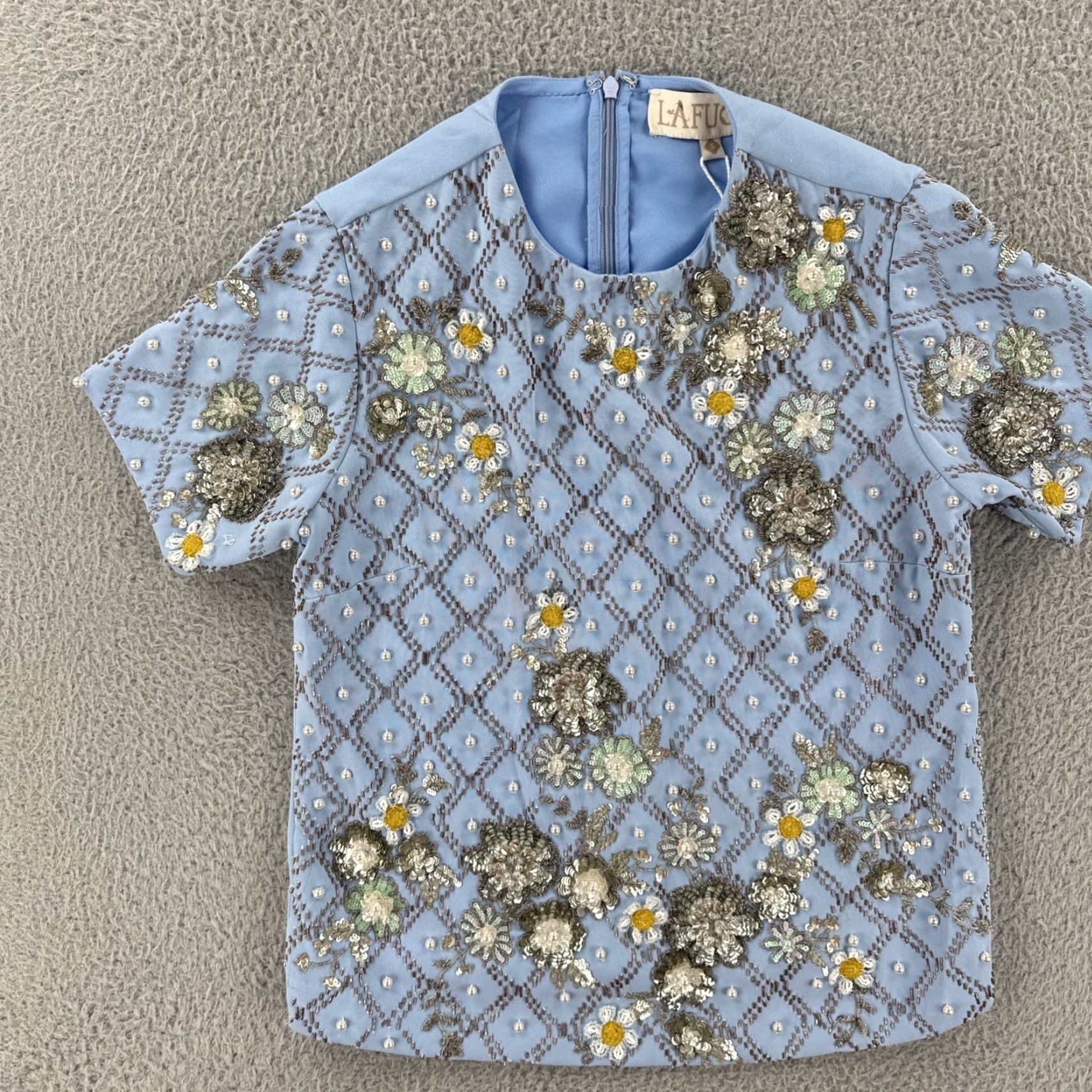 Vintage VINTAGE La Fuori Silk Blouse Women’s S Blue Embroidered NWT Sustainable Shirt Mens Women? Size S / US 4 / IT 40 - 3 Thumbnail