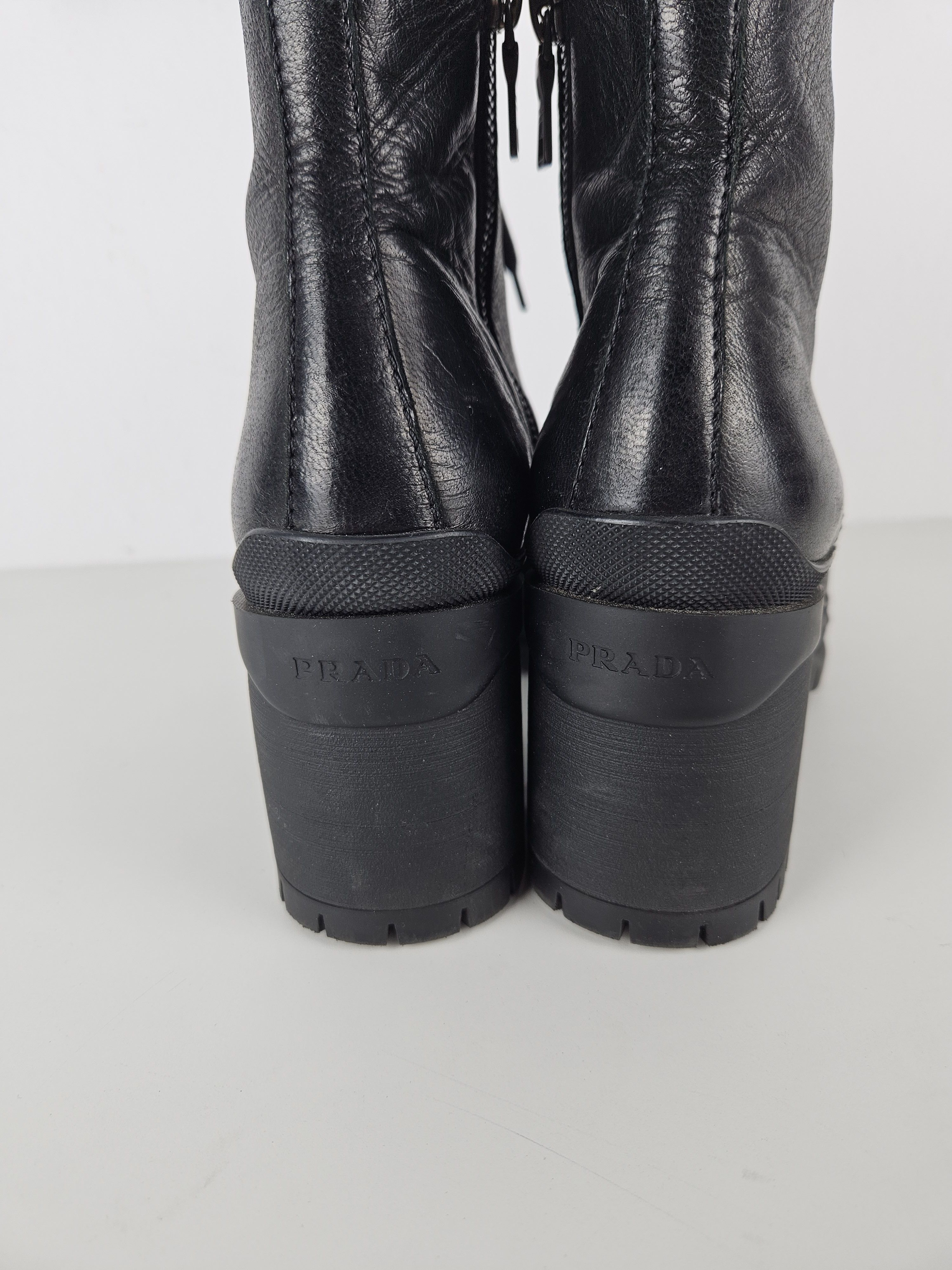 Prada Prada lace up block heel notched sole ankle boots Size US 8.5 / IT 38.5 - 19 Thumbnail