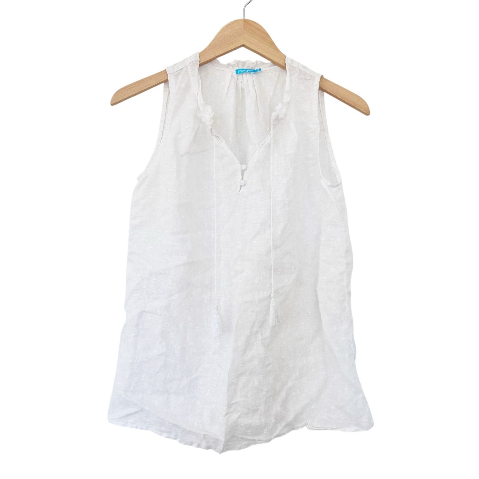 J.McLaughlin J. McLaughlin White Linen Blend Popover Tank Top Sz XS Size XS / US 0-2 / IT 36-38 - 1 Thumbnail