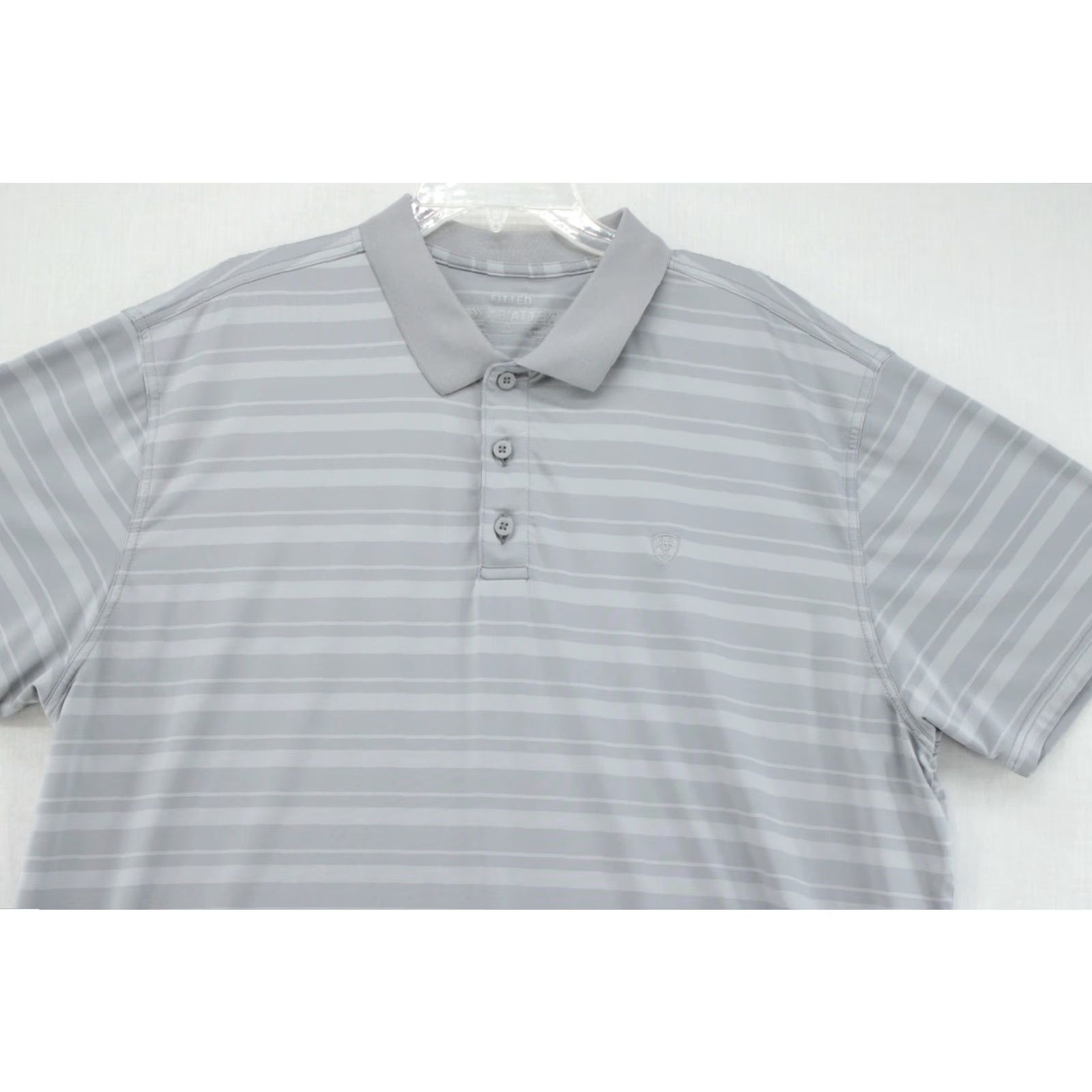 Ariat **Ariat Tek Ombre Striped Polo Shirt Men 2XL Gray Work Golf** User: **Ariat Tek Ombre Striped Polo Shirt Men's 2XL Gray Fitted Work Golf** Size US XXL / EU 58 / 5 - 4 Thumbnail