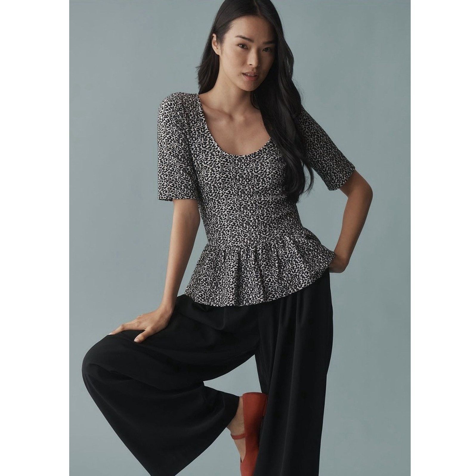 Anthropologie NWT Maeve x Anthropologie Peplum Scoop Neck Top Size XS / US 0-2 / IT 36-38 - 1 Thumbnail