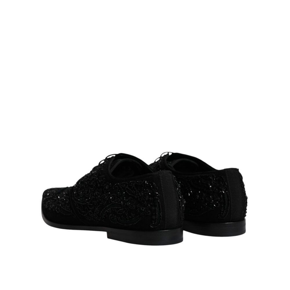 Dolce & Gabbana Dolce & Gabbana Black Embellished Suede Derby Formal Shoes Size US 12 / EU 45 - 5 Thumbnail