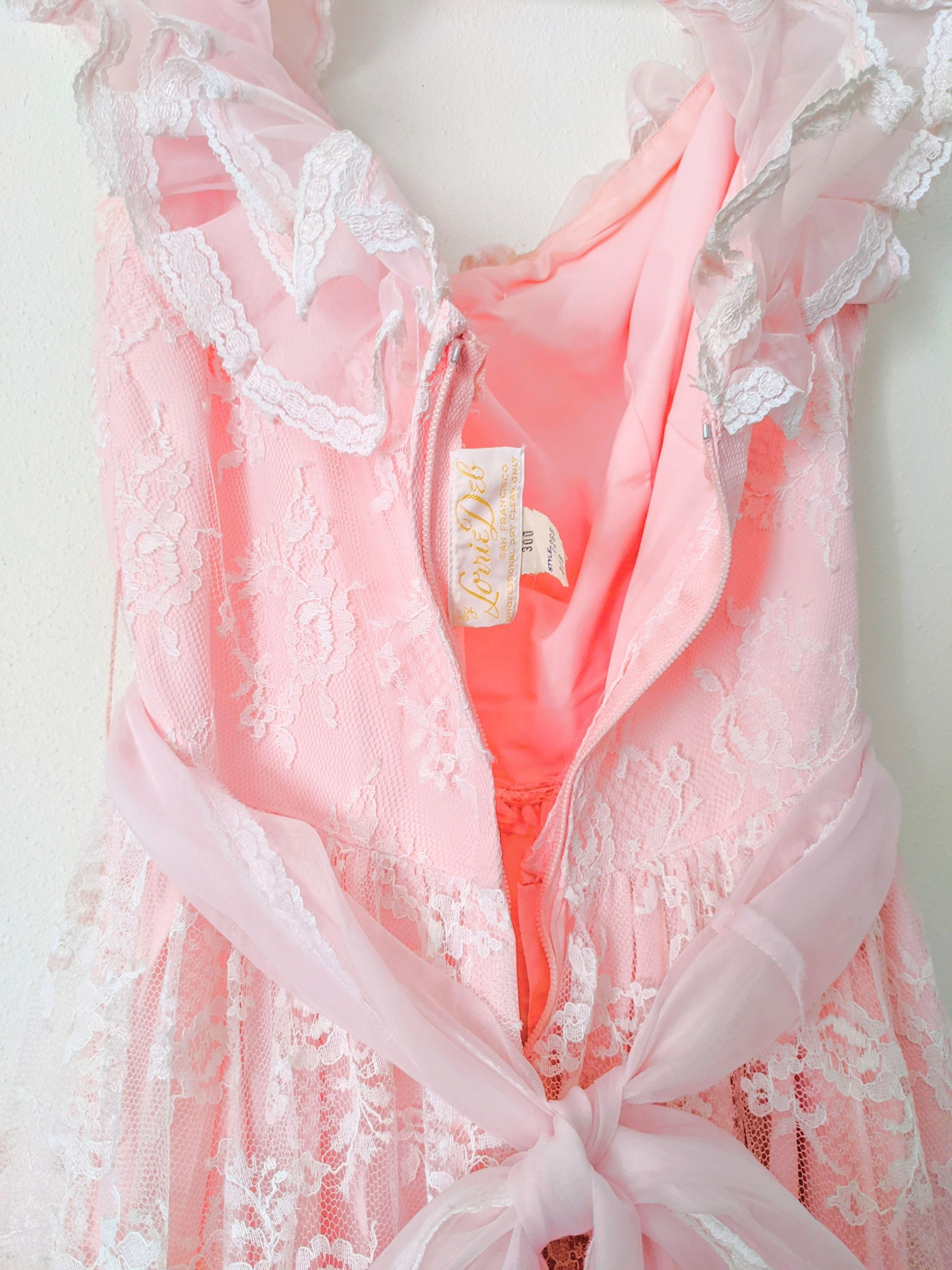 Other Vintage Lorrie Deb Pink Floral Princess Ruffle Flare Dress Size M / US 6-8 / IT 42-44 - 7 Thumbnail