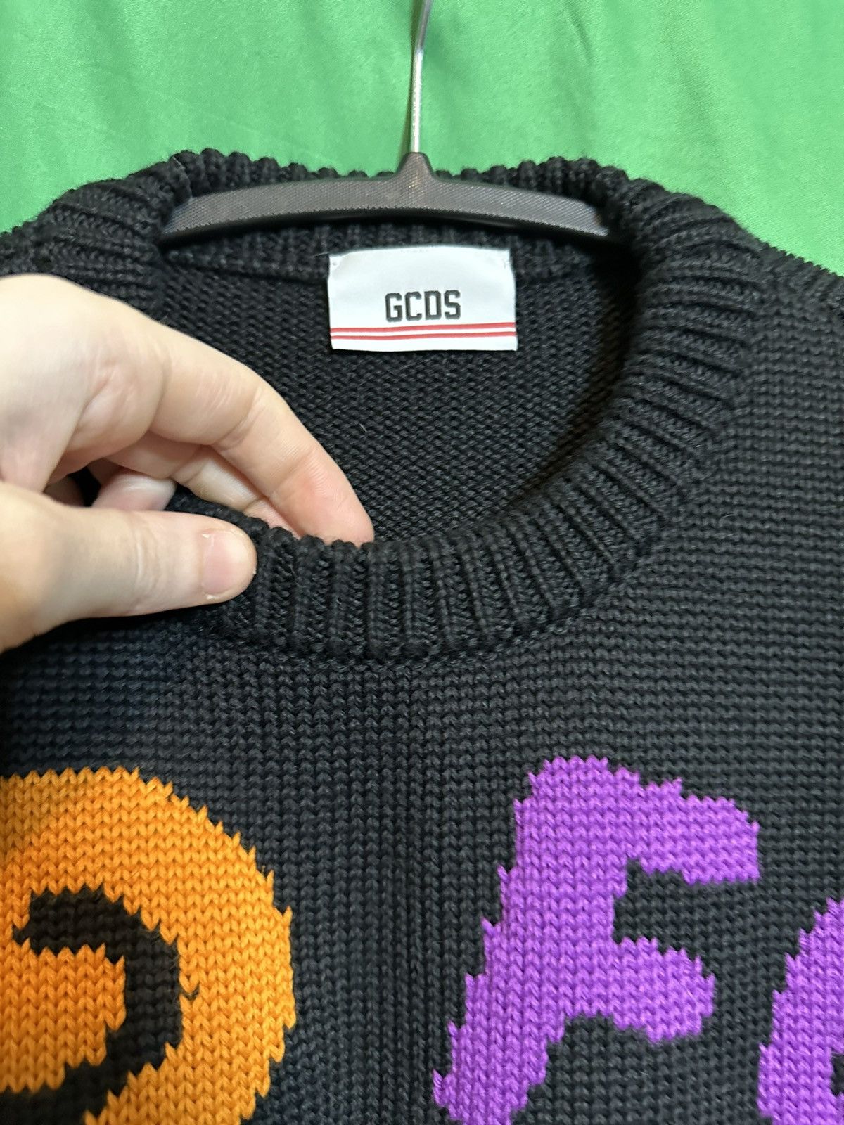 GCDS FUCK jacquard cherry thick knit black logo sweater NWT Size US M / EU 48-50 / 2 - 6 Thumbnail