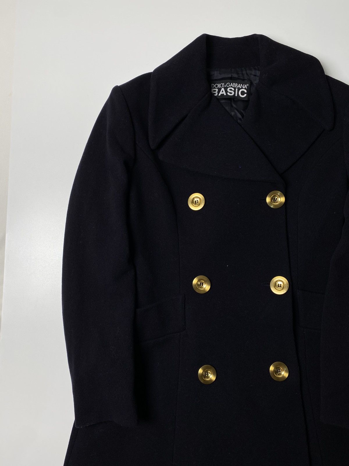 Dolce & Gabbana VINTAGE DOLCE & GABBANA BASIC DOUBLE BREASTED BLACK PEACOAT Size XS / US 0-2 / IT 36-38 - 3 Thumbnail