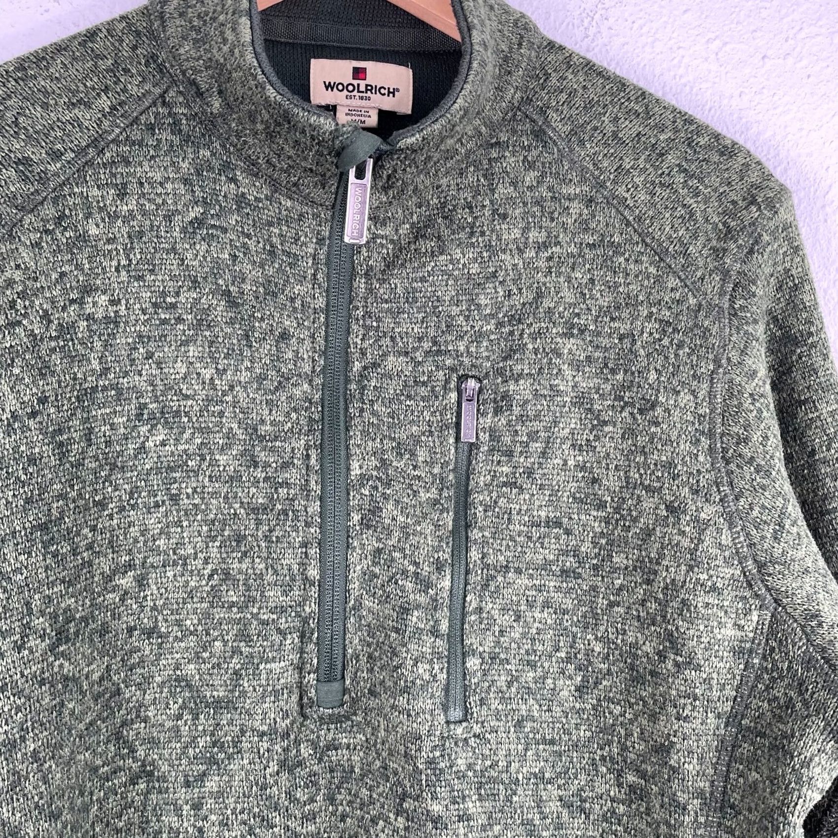 Vintage Woolrich Men's Green Half Zip Fleece Jacket Size M Size US M / EU 48-50 / 2 - 2 Thumbnail