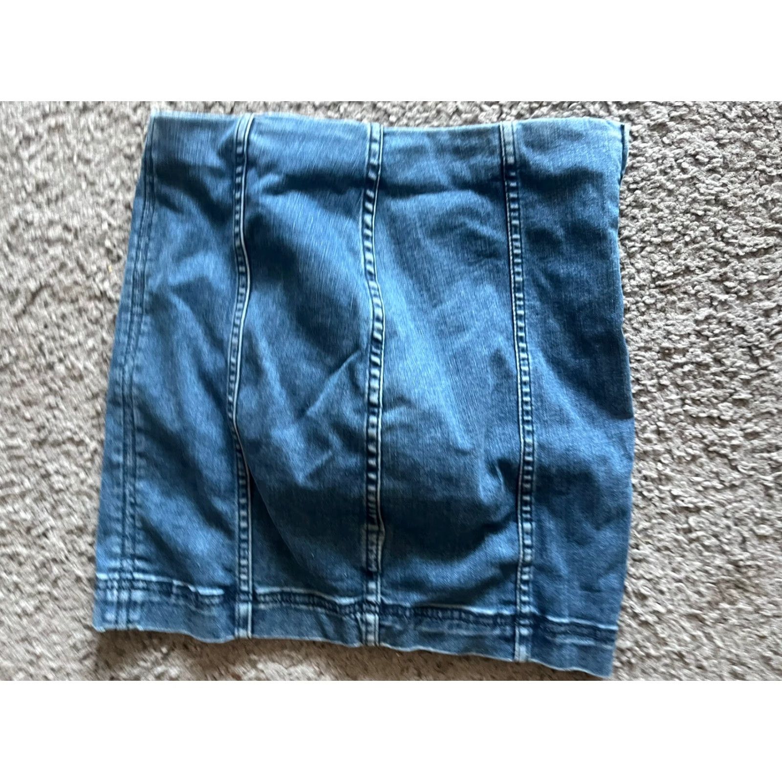 Free People VINTAGE Free People Denim Mini Skirt Solid Blue Zip 0 Women's Short 0 Denim Size 25" / US 0 / IT 36 - 2 Thumbnail
