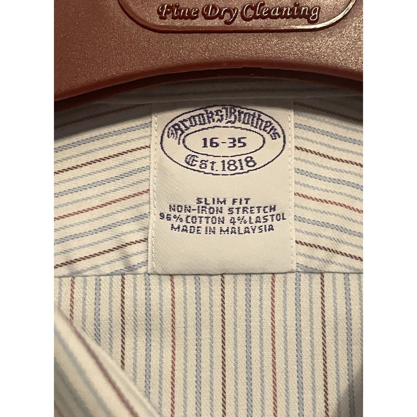 Brooks Brothers Brooks Brothers Dress Shirt Slim Fit White Striped Button-Up Mens 16-35 Size 42R - 3 Thumbnail