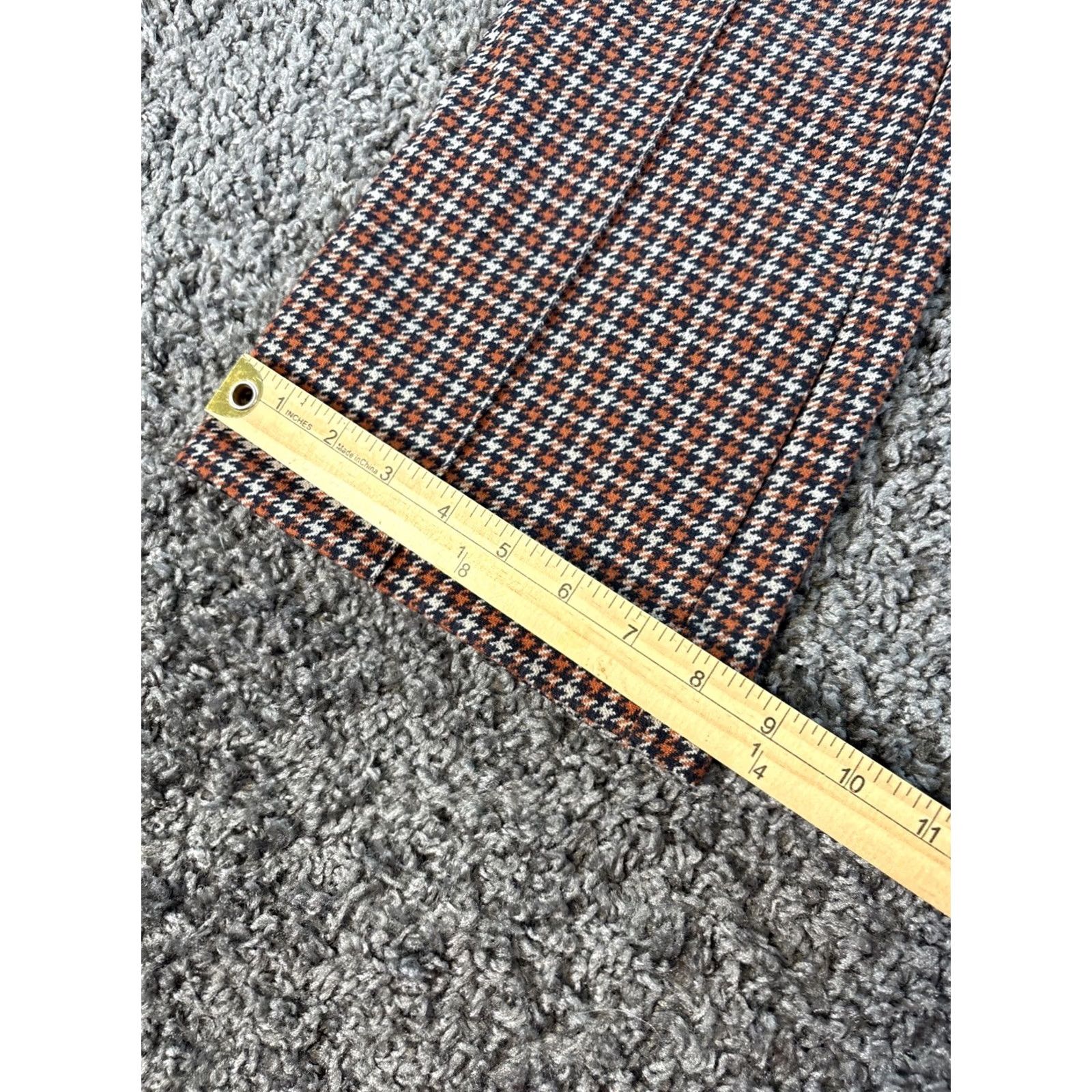 Vintage Maeve Pants Cropped Flared Houndstooth Orange Cotton Blend Flat Front Women M"} Size 32" / US 10 / IT 46 - 3 Thumbnail