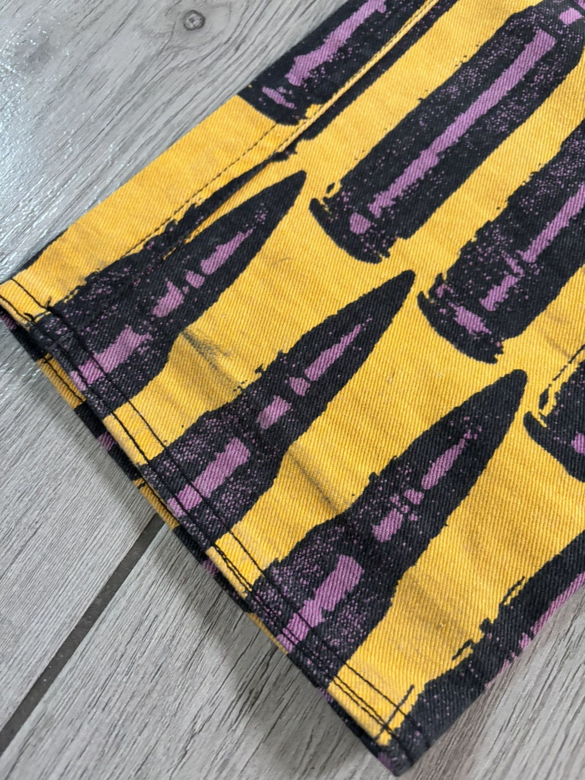 Stephen Sprouse Vintage FW88 Stephen Sprouse Bullet Print Denim Jeans Yellow Size US 34 / EU 50 - 6 Thumbnail