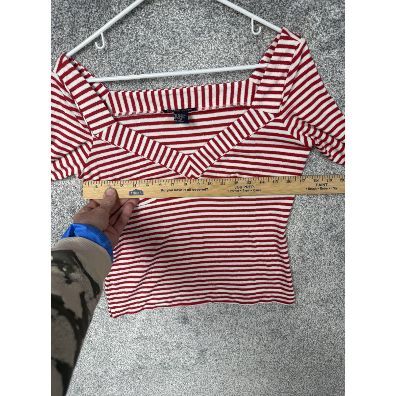 Boston Proper VINTAGE Boston Proper Shirt S Red White Striped 3/4 Sleeve V-Neck Womens - Nautical Preppy Lightweight Knit Top Size S / US 4 / IT 40 - 4 Thumbnail