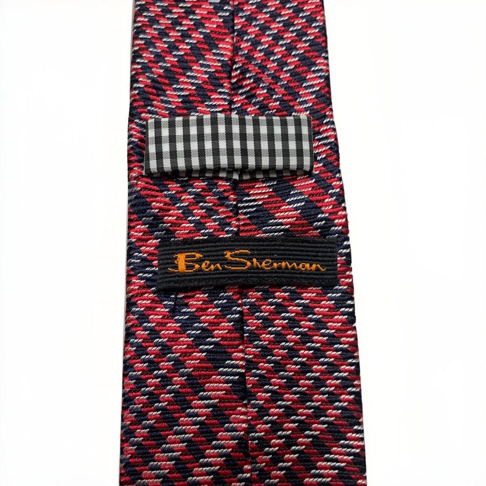 Ben Sherman Ben Sherman Men’s Red Blue Plaid Print Silk Neck Tie Size ONE SIZE - 3 Thumbnail