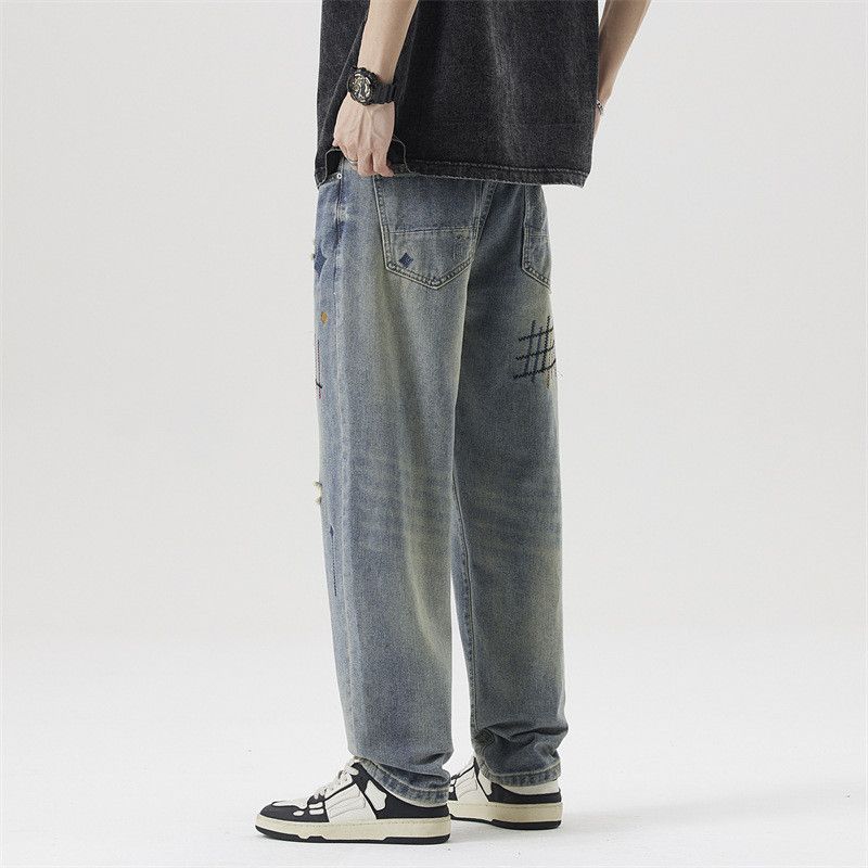 Japanese Brand Japanese retro embroidery ripped straight jeans y2k Size US 32 / EU 48 - 5 Thumbnail