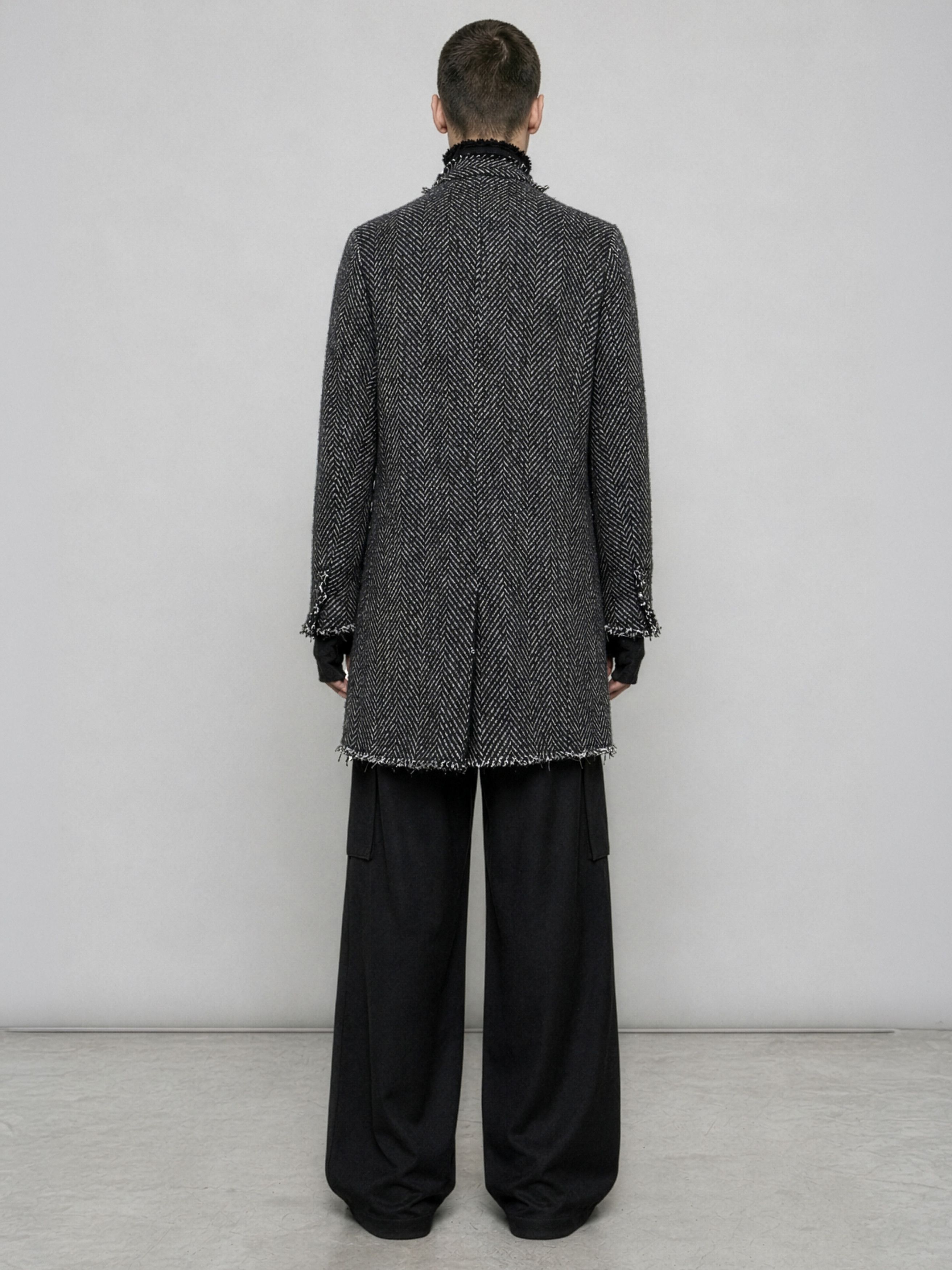 Avant Toi Distressed Herringbone Virgin Wool Coat Size US L / EU 52-54 / 3 - 13 Thumbnail