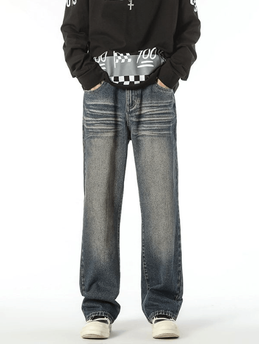 Japanese Brand × Jean Men's washed distressed straight high street jeans Size US 32 / EU 48 - 1 Thumbnail
