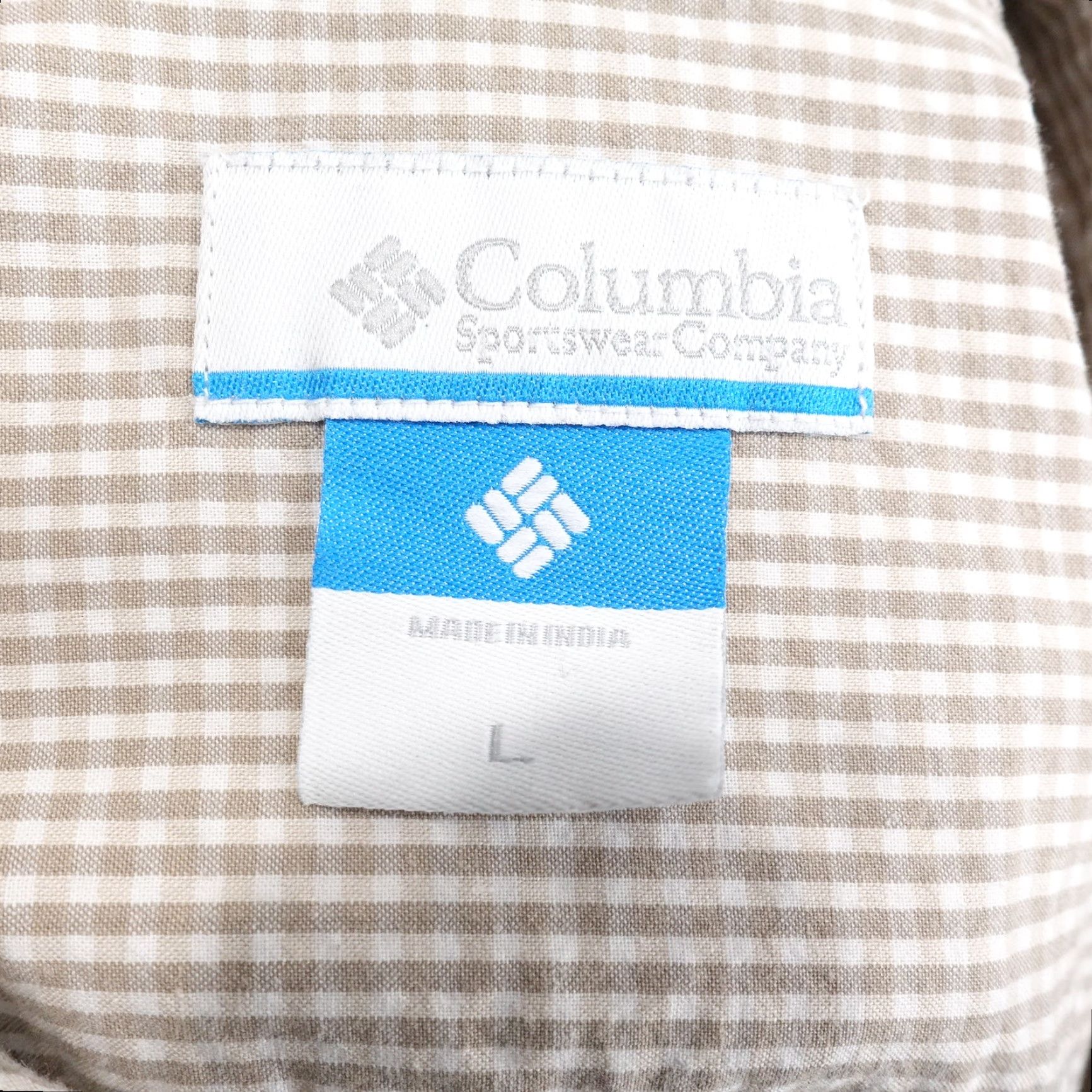 Vintage COLUMBIA SPORTSWEAR BEIGE SHORT SLEEVE CHECK BUTTON UP SHIRT MENS L Size US L / EU 52-54 / 3 - 7 Thumbnail